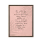 Revelation 21:4 Bible Verse, their eyes Framed Canvas Print Wall Art Brown 18″×24″