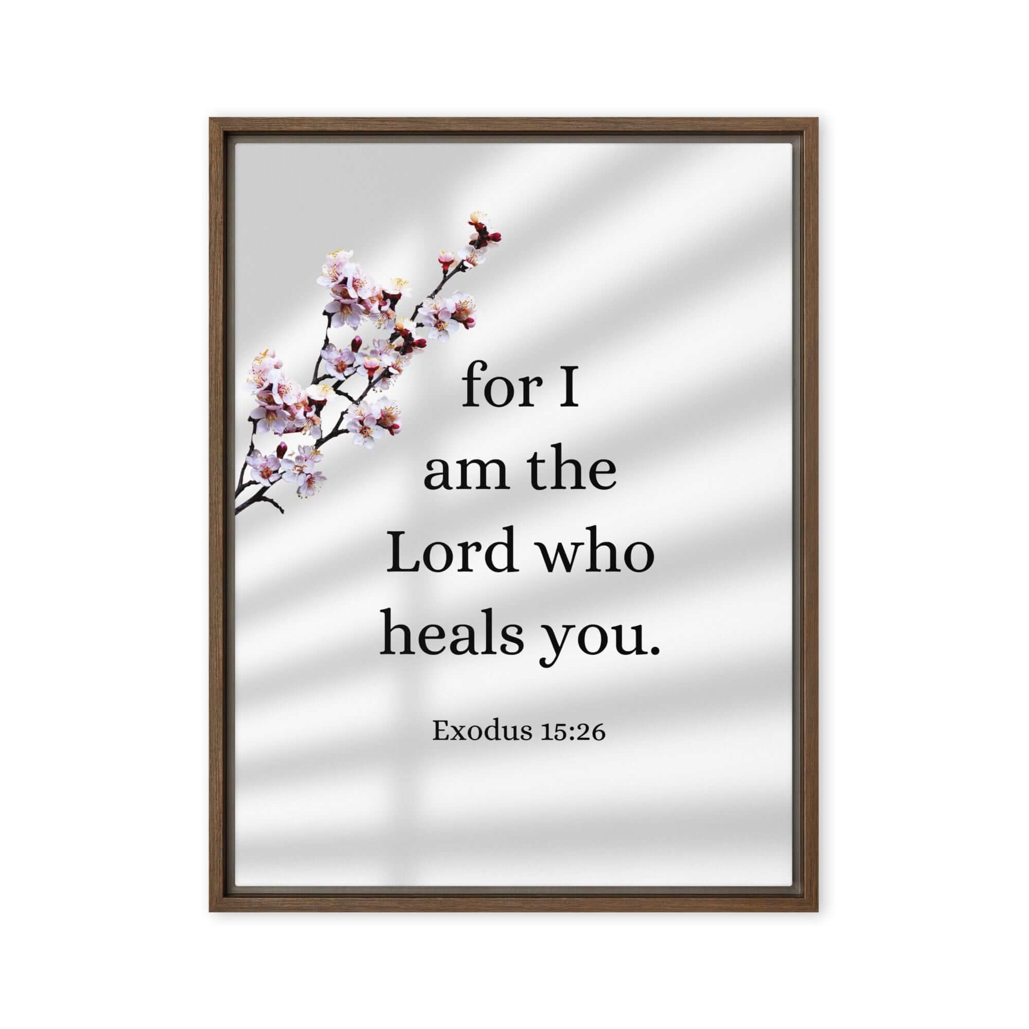 Exodus 15:26 Bible Verse, diligently listen Framed Canvas Print Wall Art Brown 18″×24″