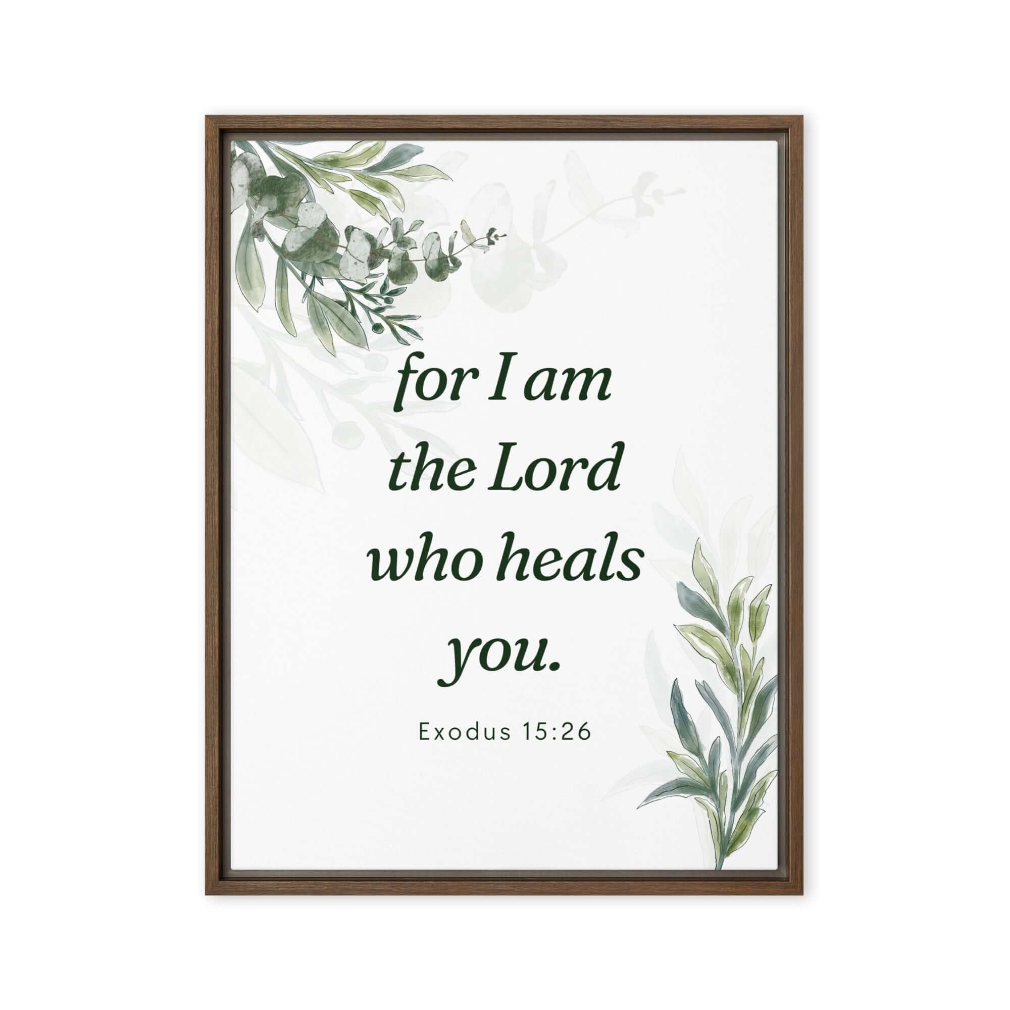 Exodus 15:26 Bible Verse, Gods voice Framed Canvas Print Wall Art Brown 18″×24″