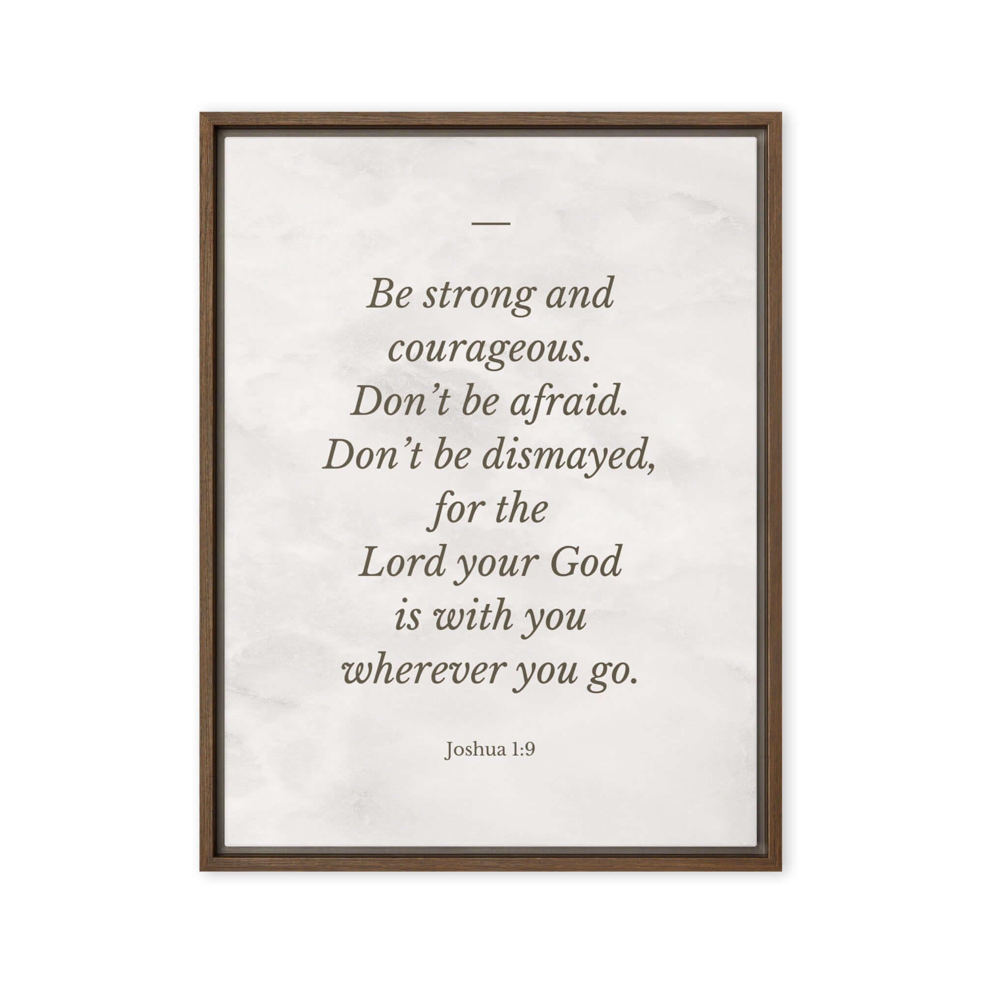 Joshua 1:9 Bible Verse, Be strong Framed Canvas Print Wall Art Brown 18″×24″