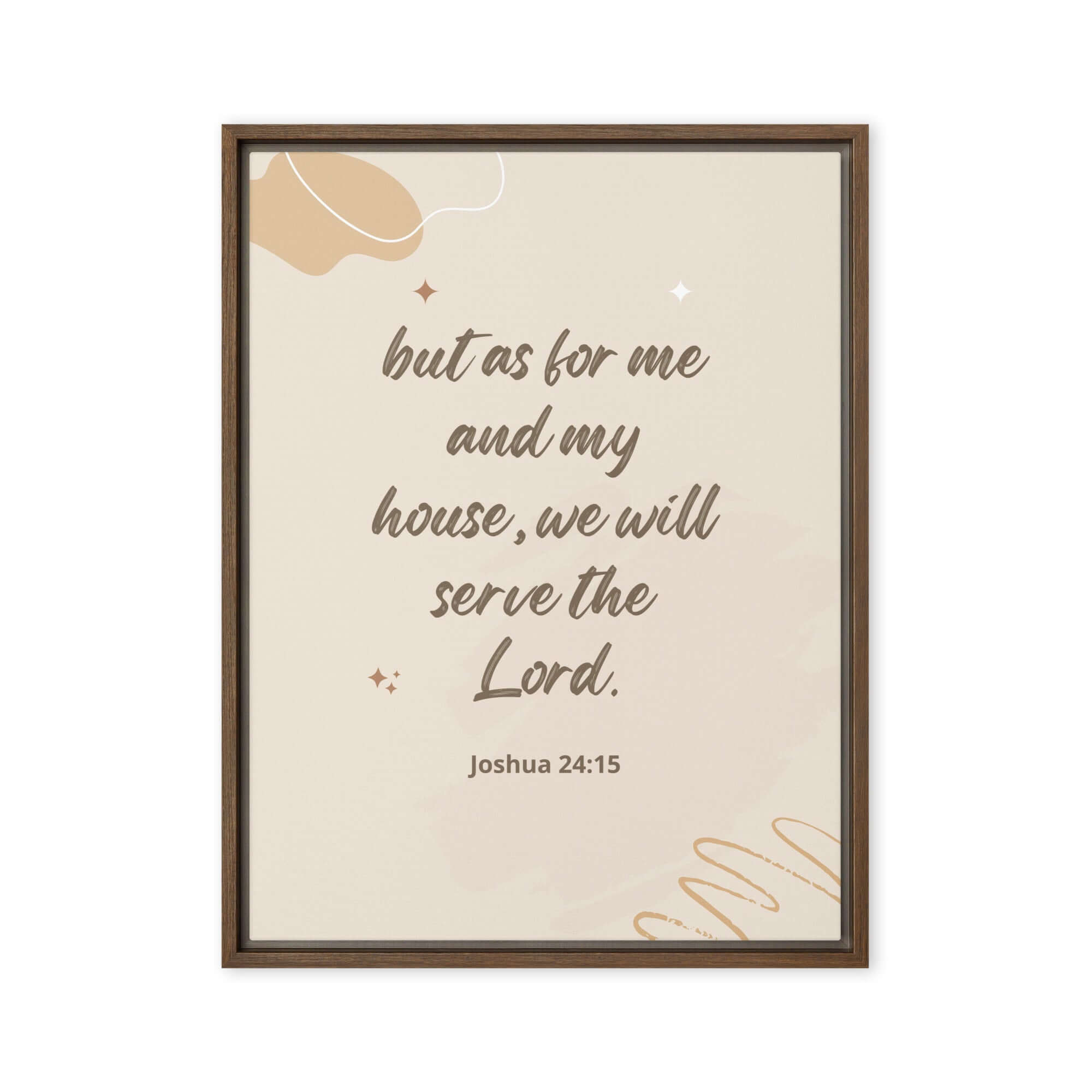 Joshua 24:15 Bible Verse, will serve Framed Canvas Print Wall Art Brown 18″×24″
