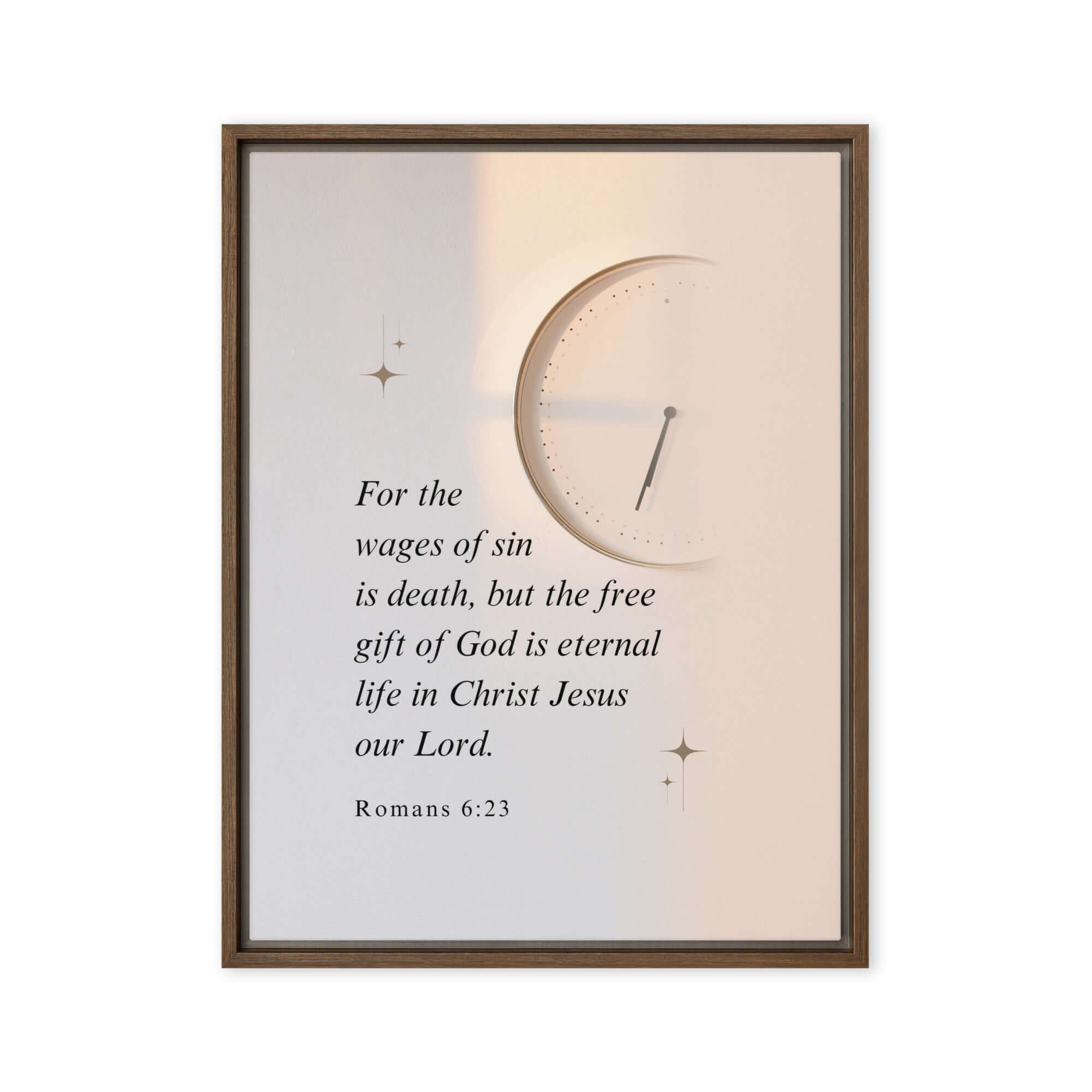 Romans 6:23 Bible Verse, our Lord Framed Canvas Print Wall Art Brown 18″×24″