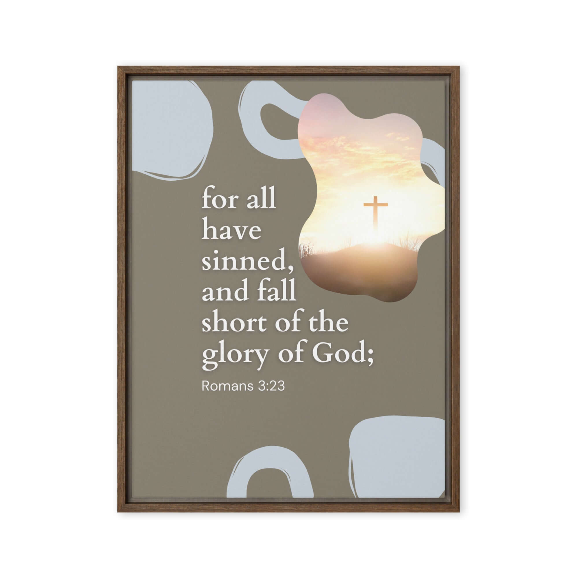 Romans 3:23 Bible Verse, the glory Framed Canvas Print Wall Art Brown 18″×24″