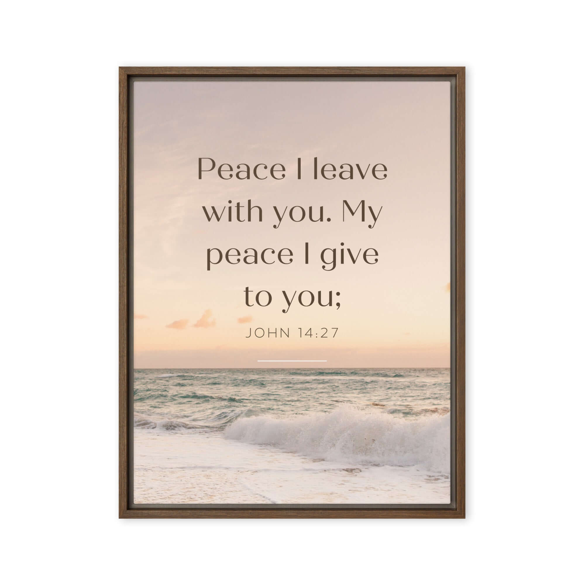 John 14:27 Bible Verse, not as the Framed Canvas Print Wall Art Brown 18″×24″