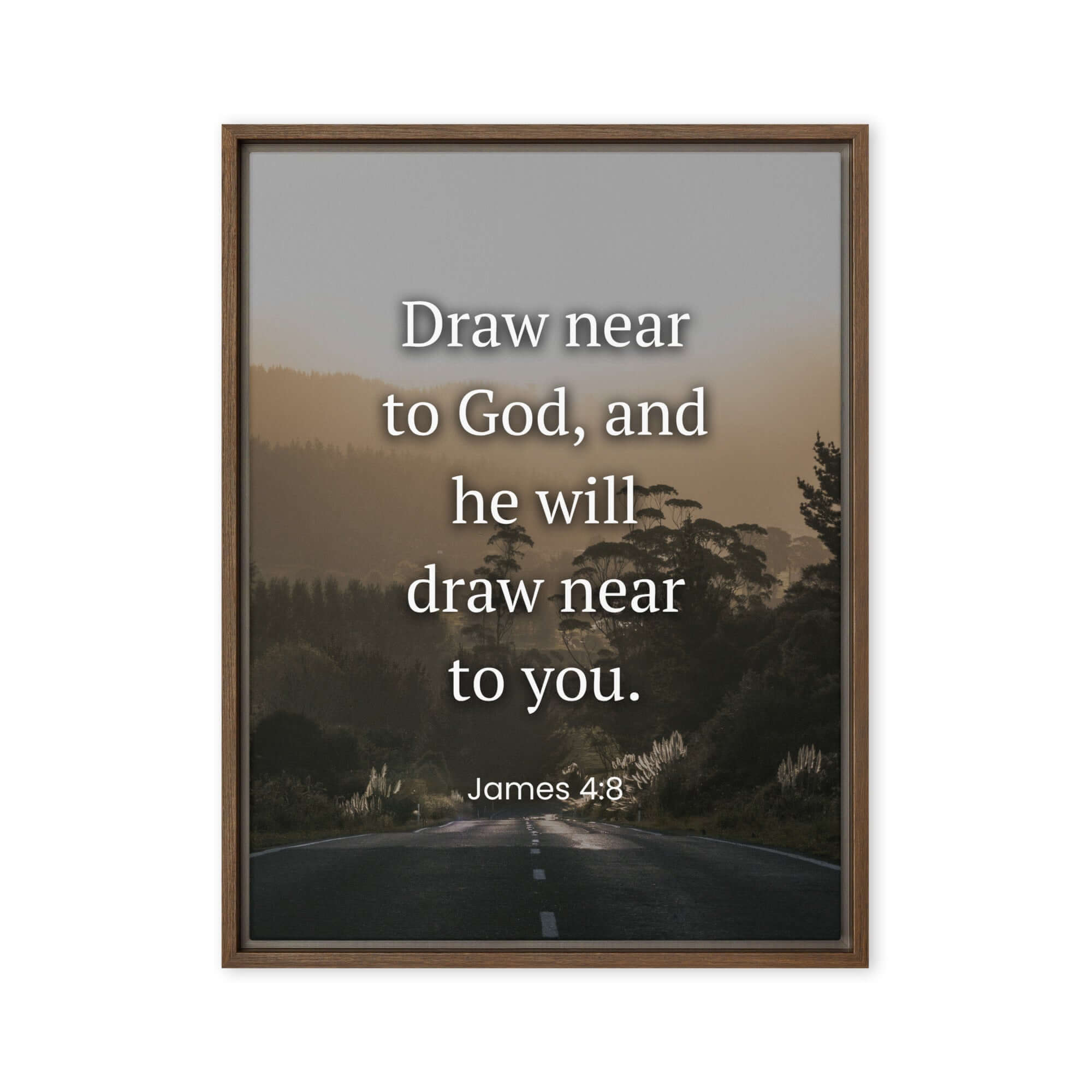James 4:8 Bible Verse, Cleanse your Framed Canvas Print Wall Art Brown 18″×24″