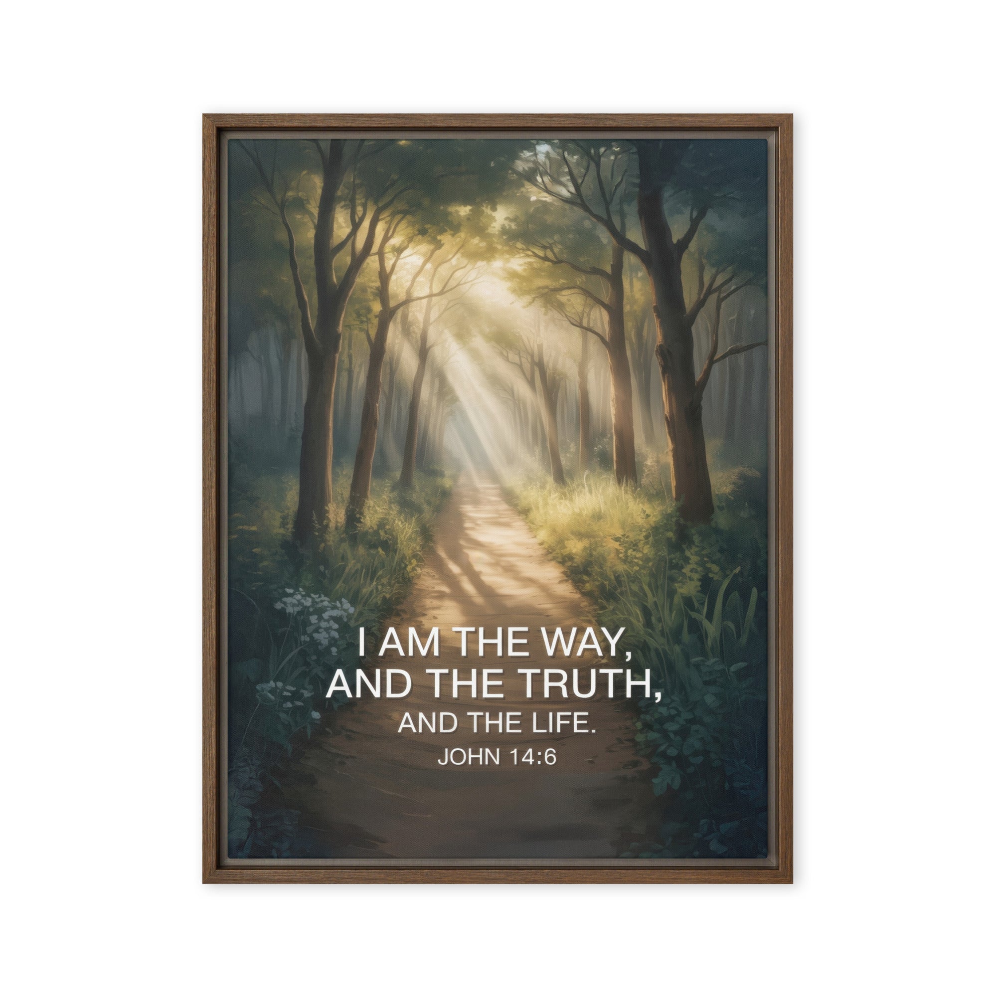 John 14:6 Bible Verse I Am Framed Canvas Brown 18″×24″