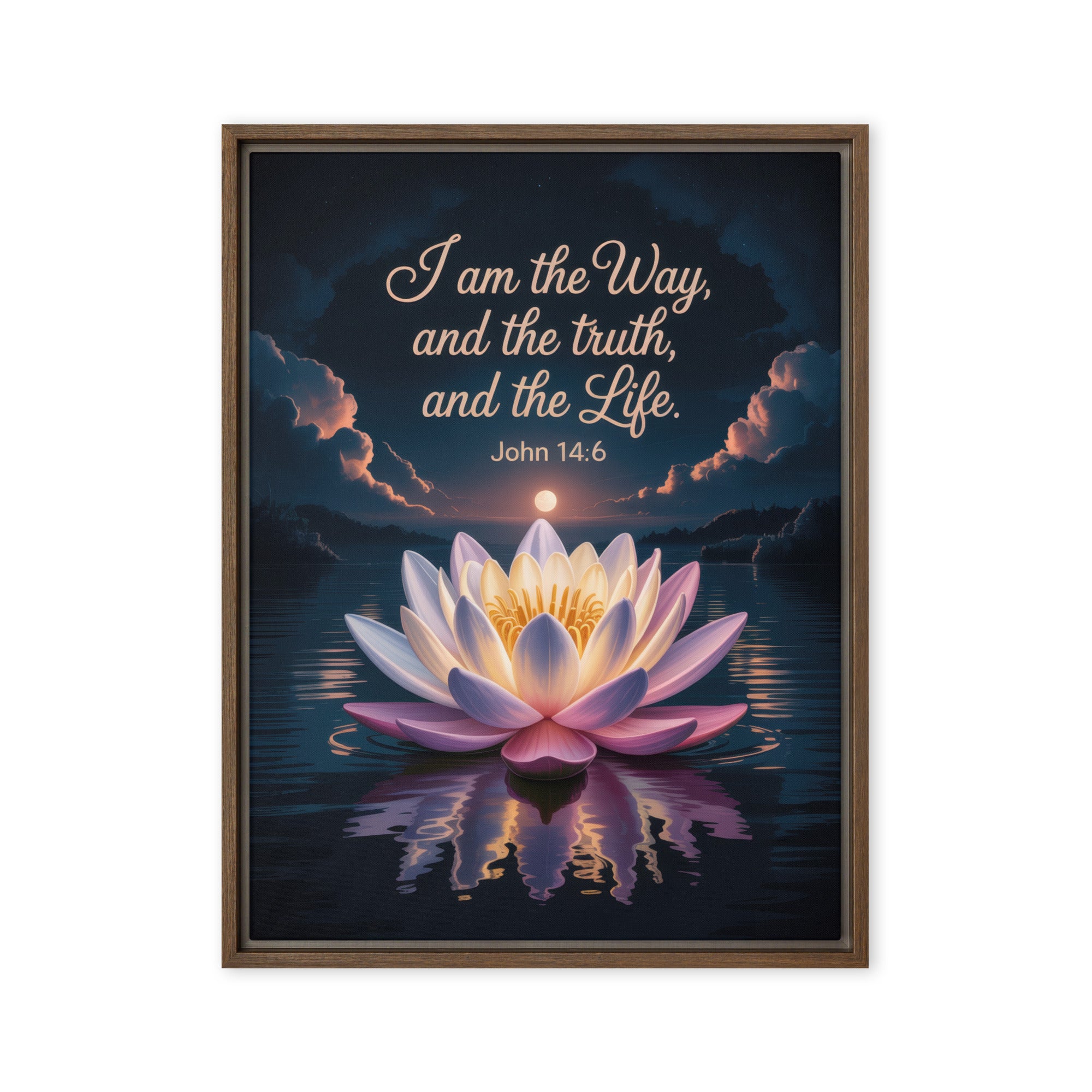 John 14:6 Bible Verse The Way Framed Canvas Brown 18″×24″