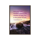 1 Corinthians 2:5 Bible Verse, power of God Framed Canvas Print Wall Art Brown 20″×28″