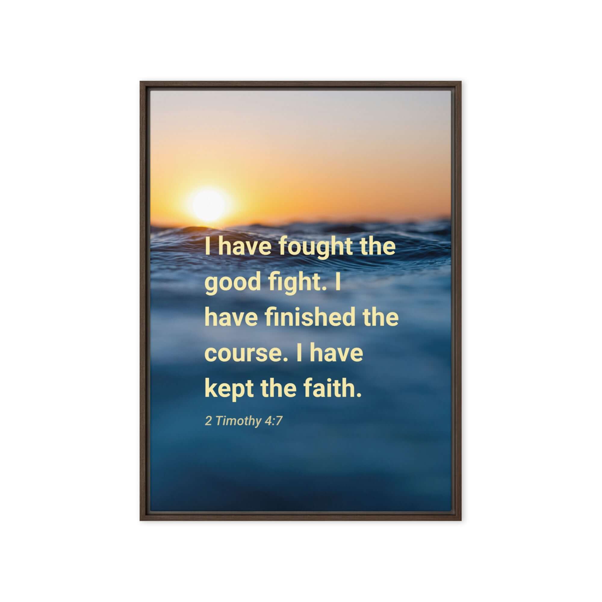 2 Timothy 4:7 Bible Verse, kept the faith Framed Canvas Print Wall Art Brown 20″×28″