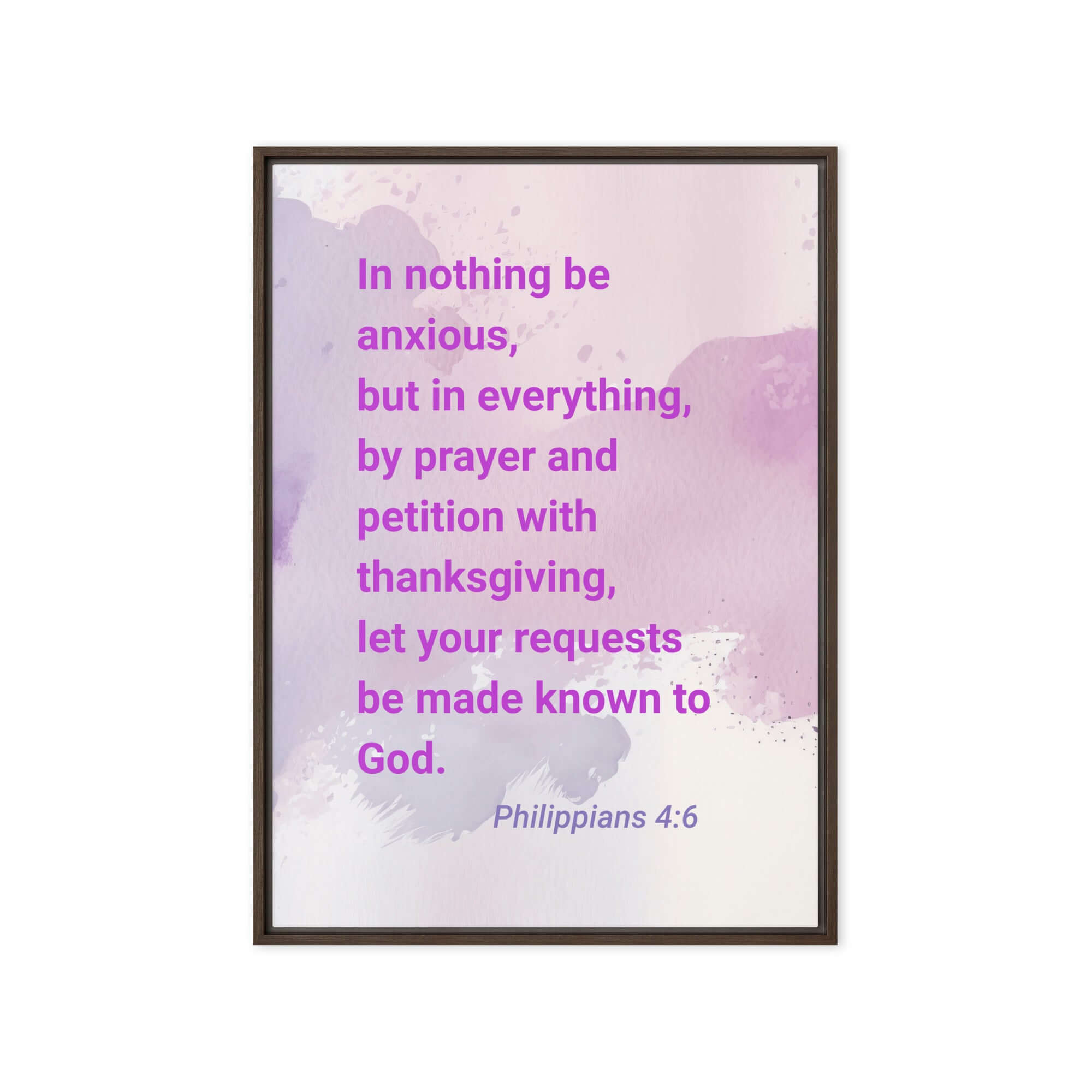 Philippians 4:6 Bible Verse, Prayer and Petition Framed Canvas Print Wall Art Brown 20″×28″