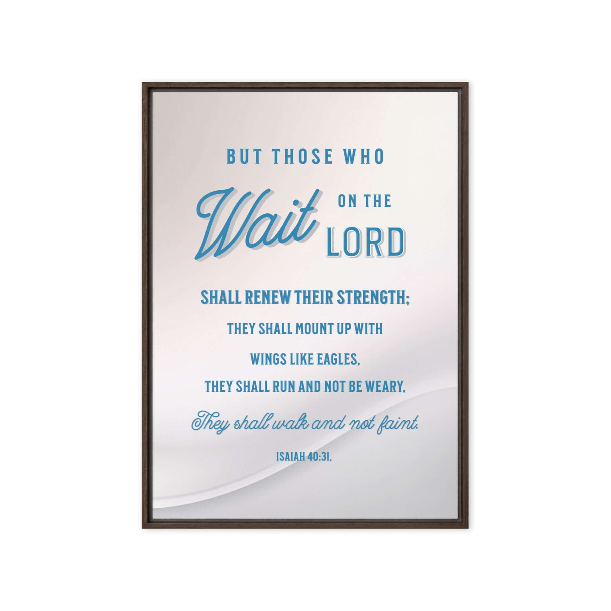 Isaiah 40:31 Bible Verse, Wings like Eagles Framed Canvas Print Wall Art Brown 20″×28″