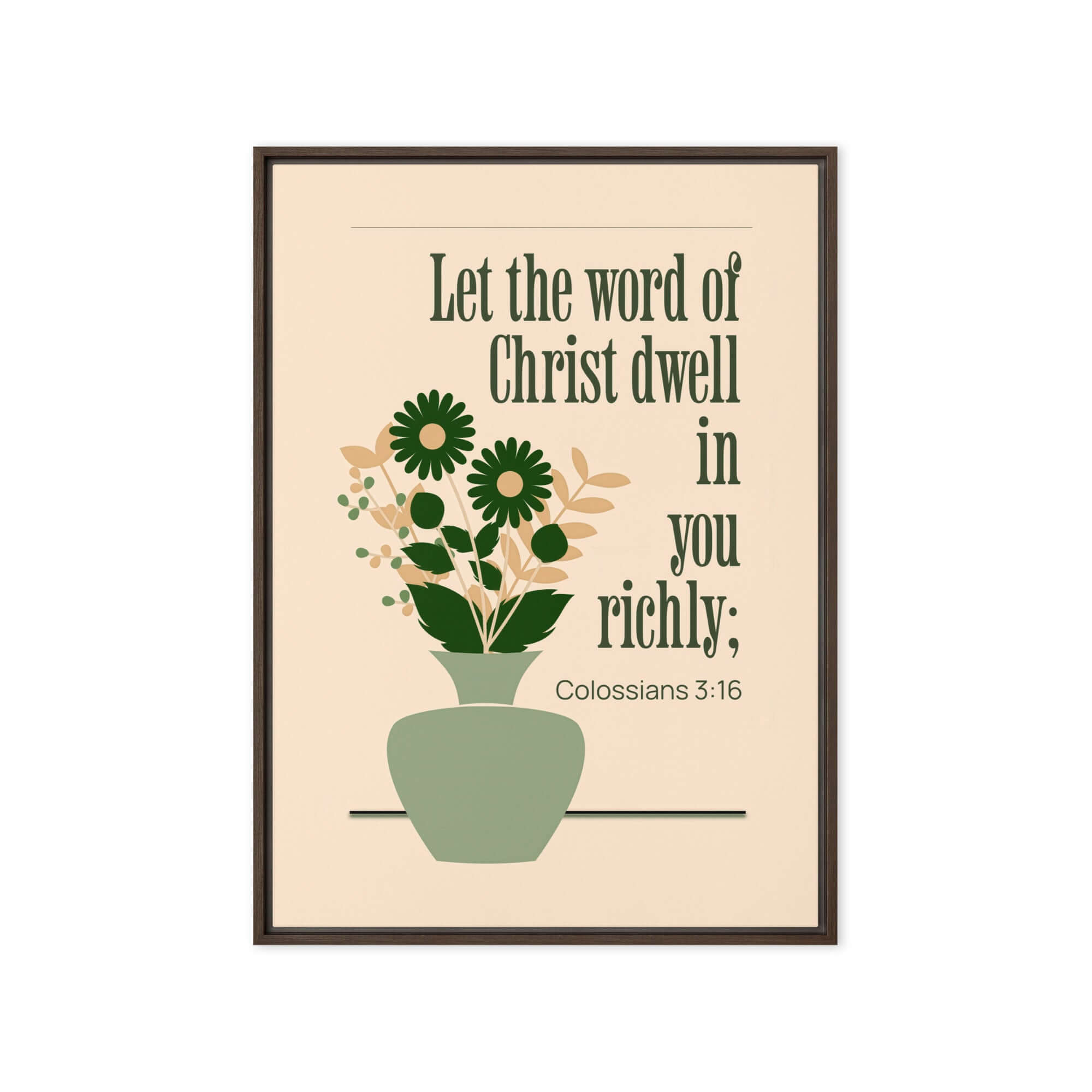 Colossians 3:16 Bible Verse, word of Christ Framed Canvas Print Wall Art Brown 20″×28″