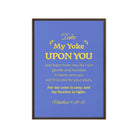 Matthew 11:29-30 Bible Verse, Take my yoke Framed Canvas Print Wall Art Brown 20″×28″