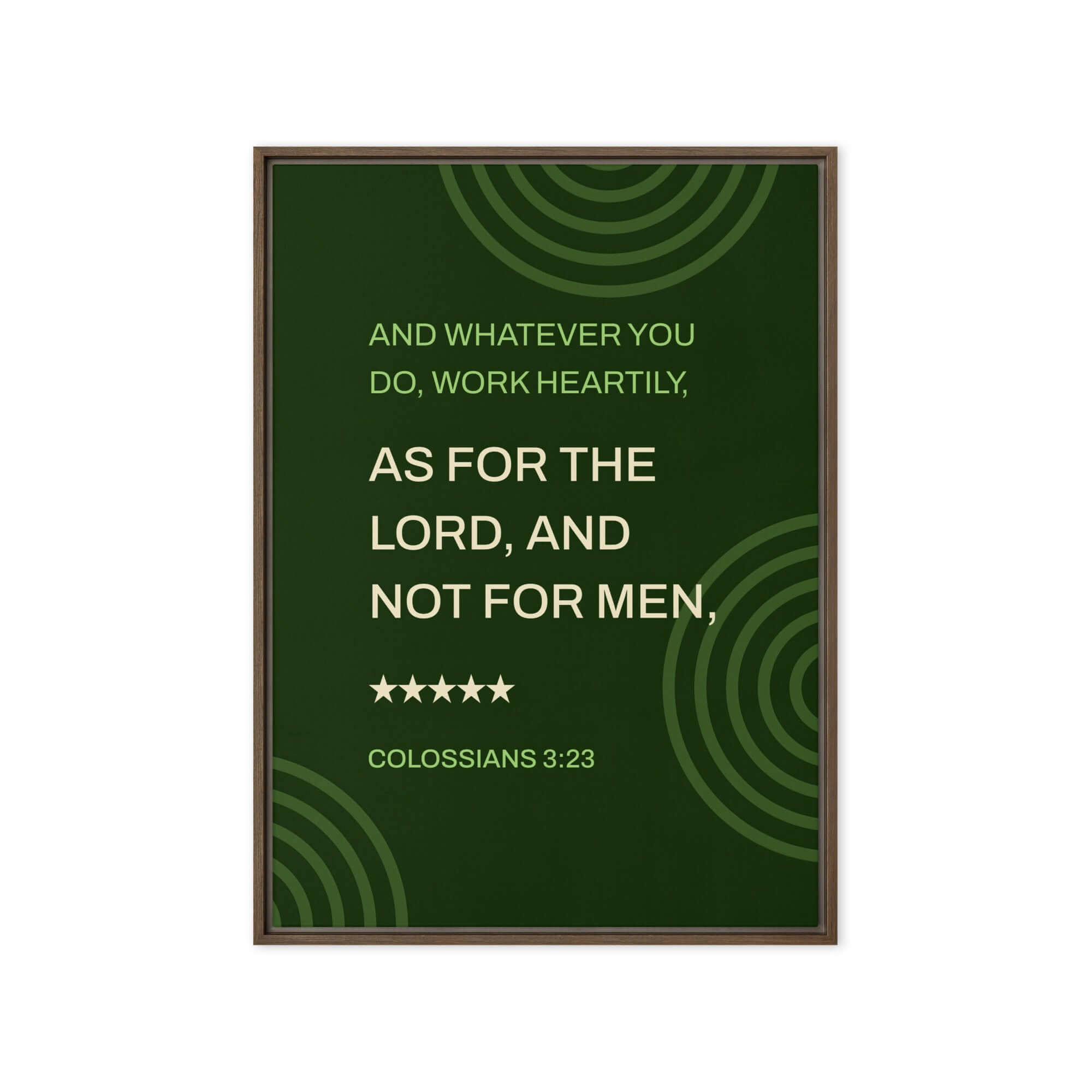 Colossians 3:23 Bible Verse, not for men Framed Canvas Print Wall Art Brown 20″×28″