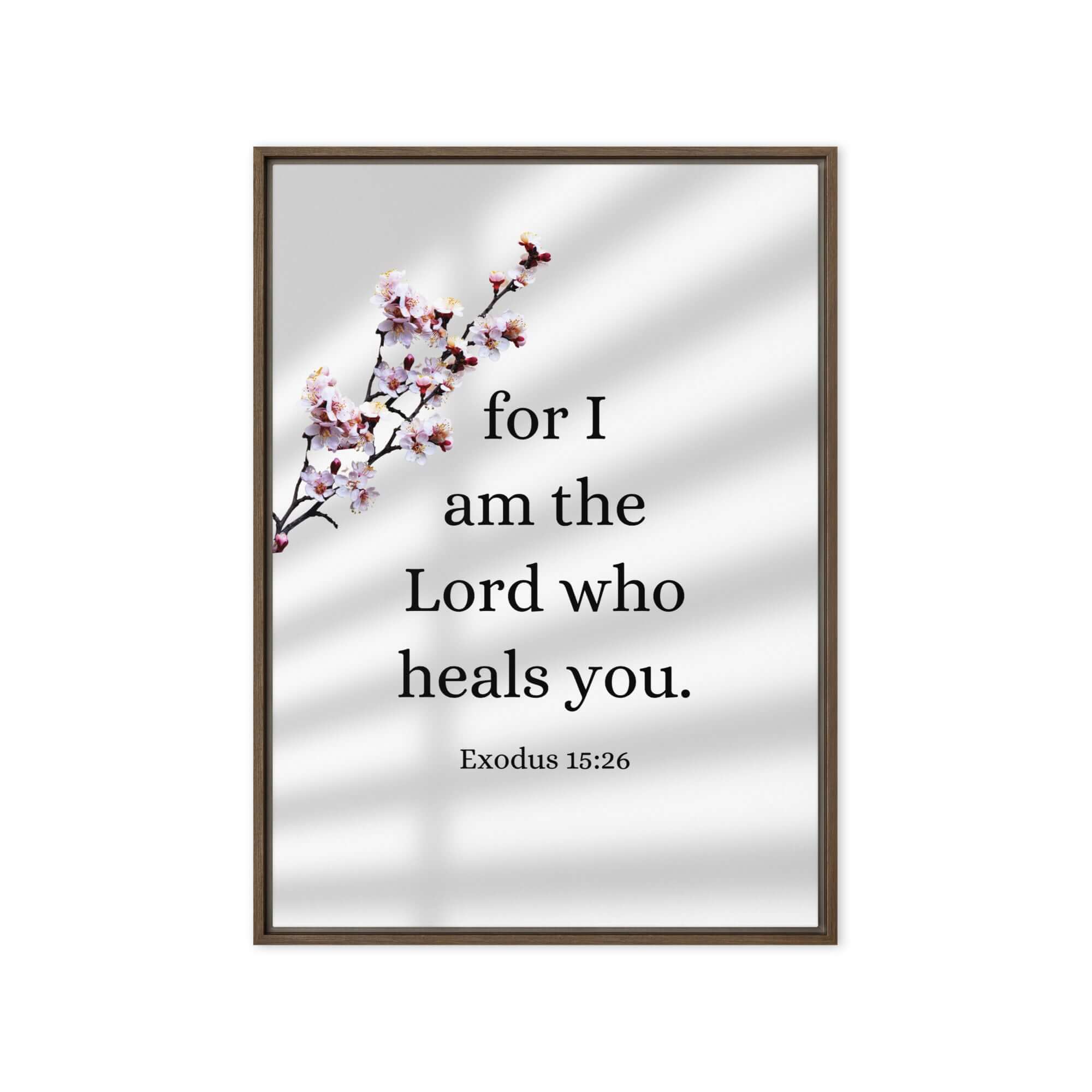 Exodus 15:26 Bible Verse, diligently listen Framed Canvas Print Wall Art Brown 20″×28″