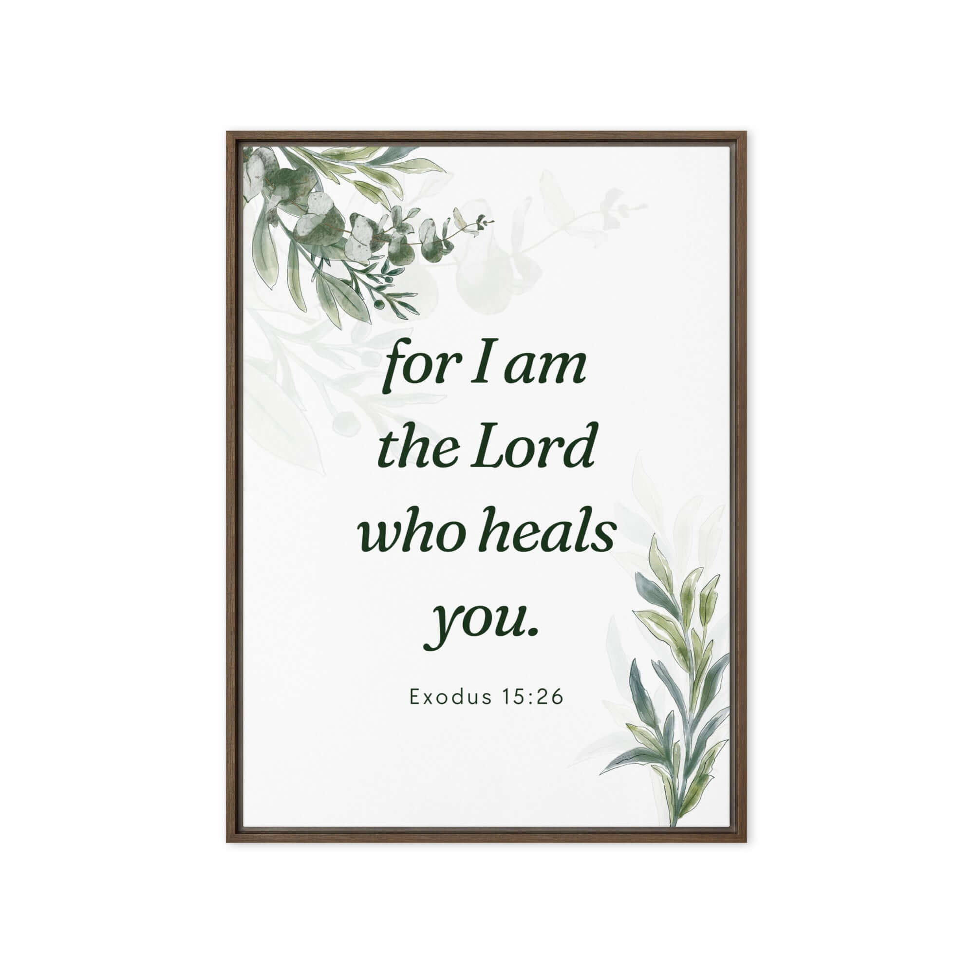 Exodus 15:26 Bible Verse, Gods voice Framed Canvas Print Wall Art Brown 20″×28″