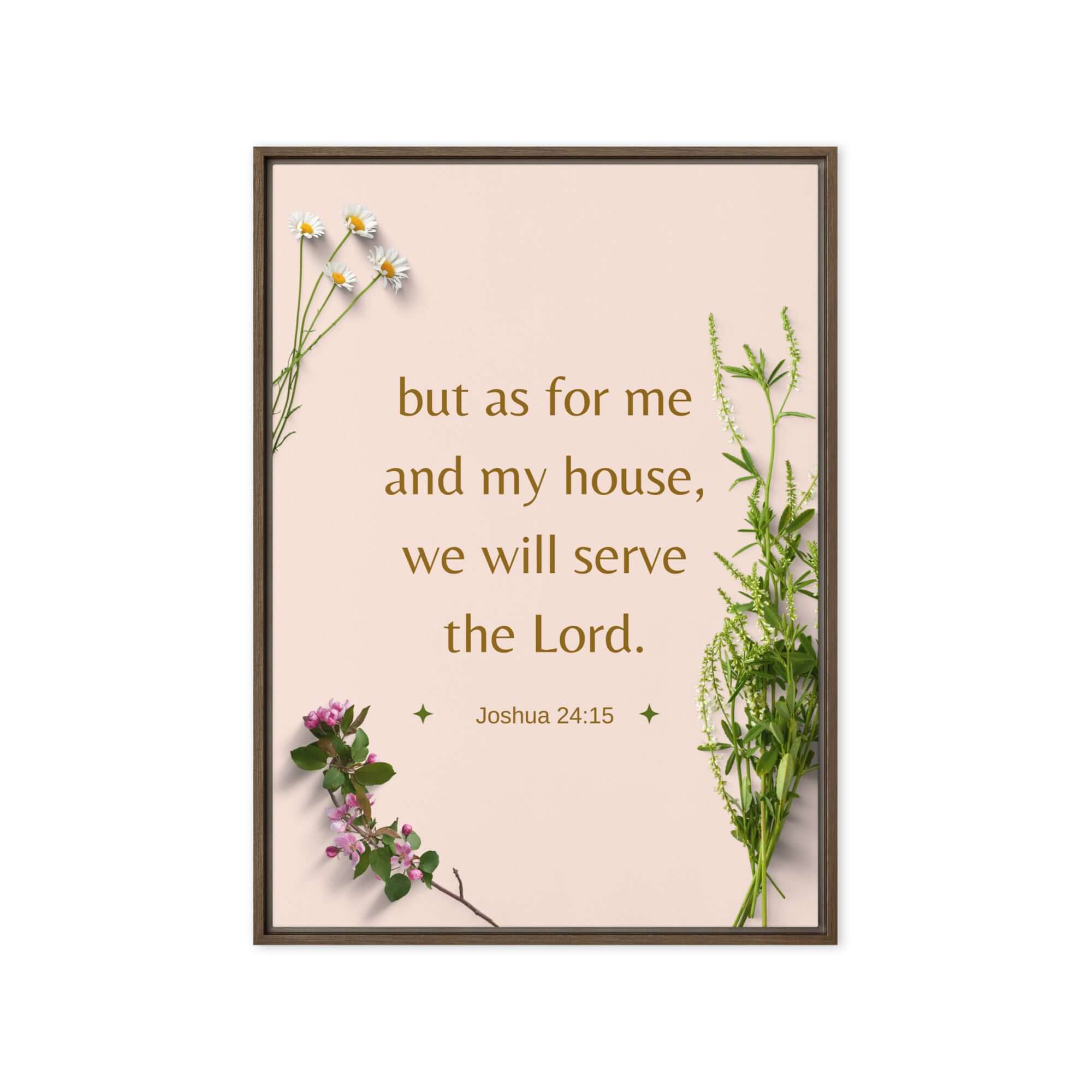 Joshua 24:15 Bible Verse, your fathers Framed Canvas Print Wall Art Brown 20″×28″