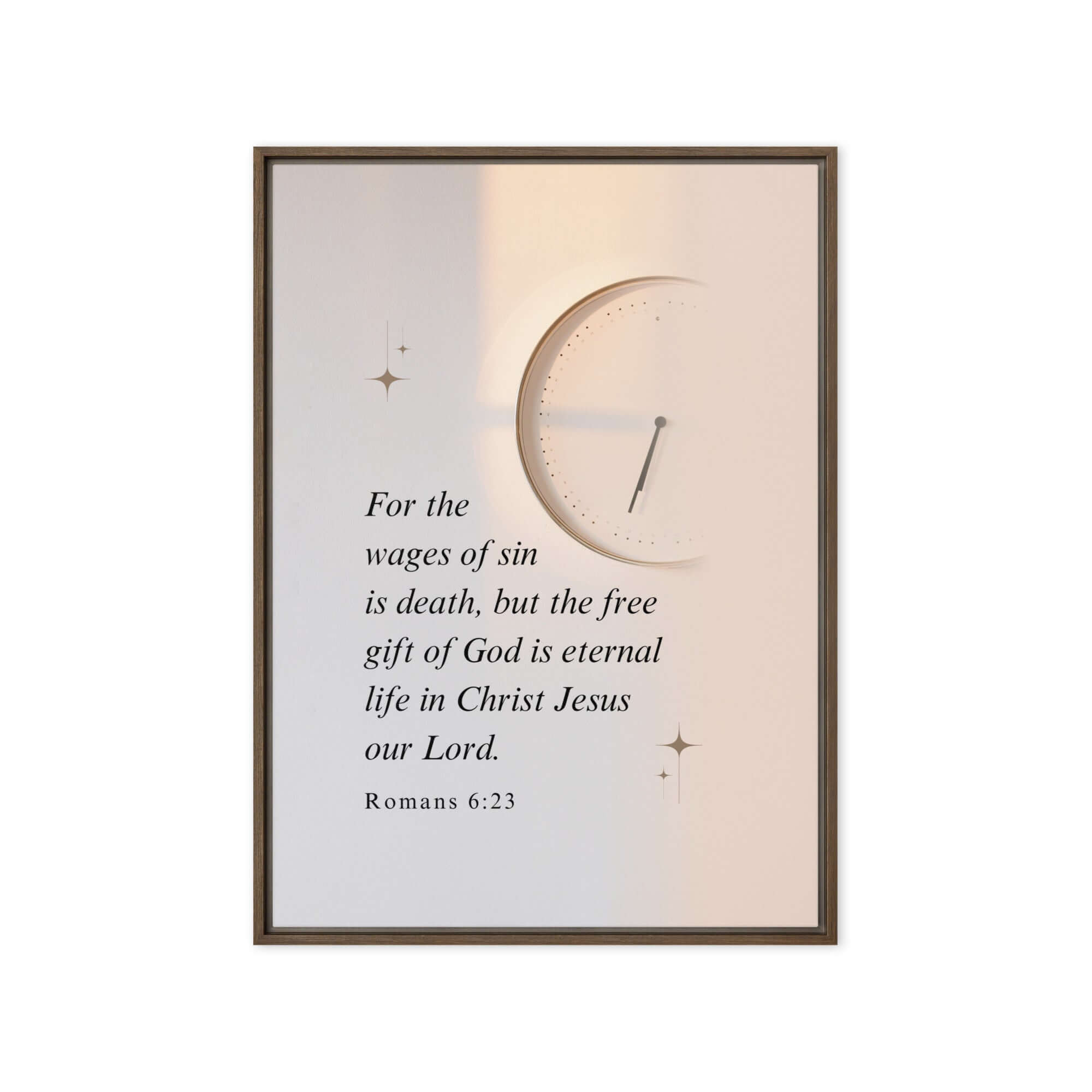 Romans 6:23 Bible Verse, our Lord Framed Canvas Print Wall Art Brown 20″×28″
