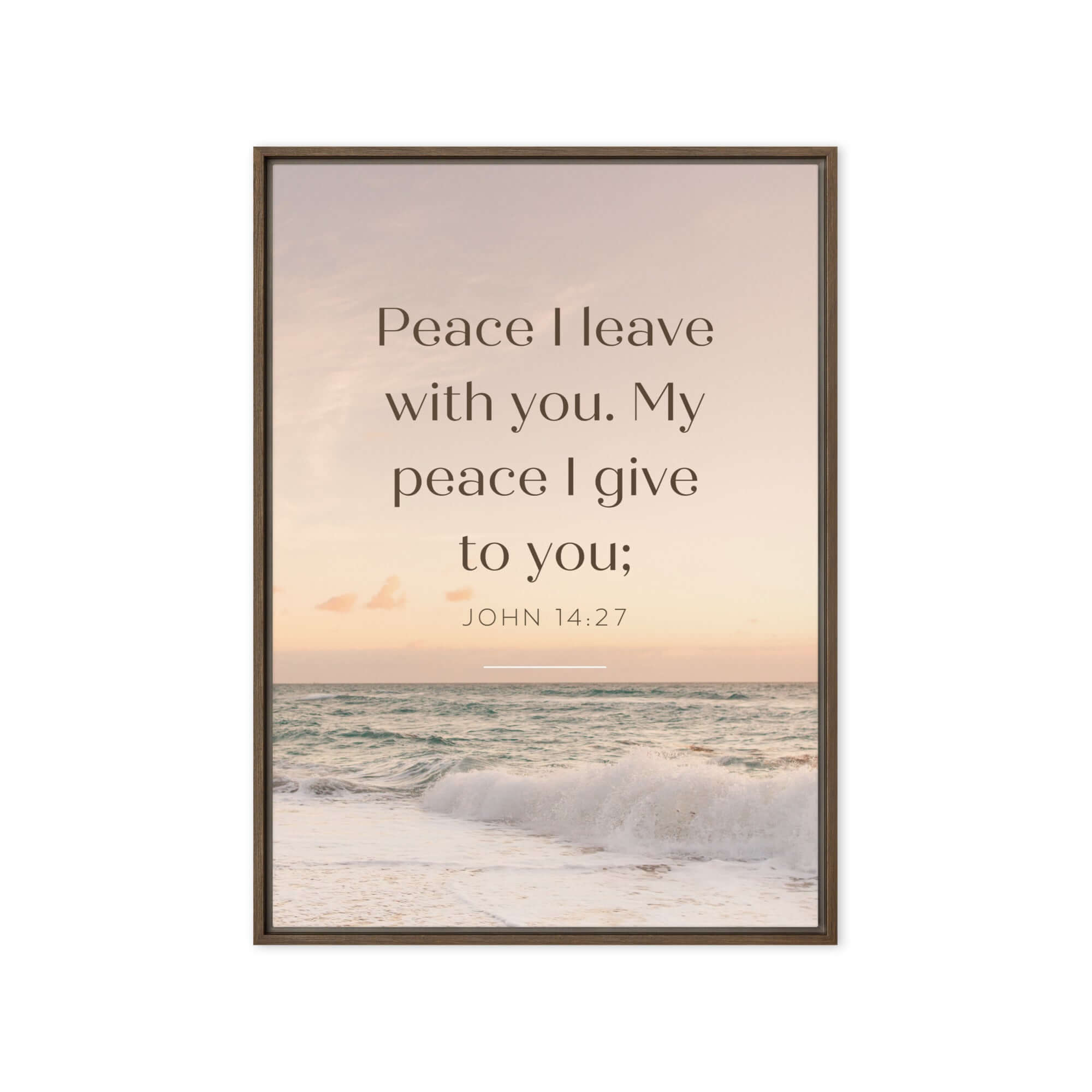John 14:27 Bible Verse, not as the Framed Canvas Print Wall Art Brown 20″×28″