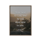 James 4:8 Bible Verse, Cleanse your Framed Canvas Print Wall Art Brown 20″×28″