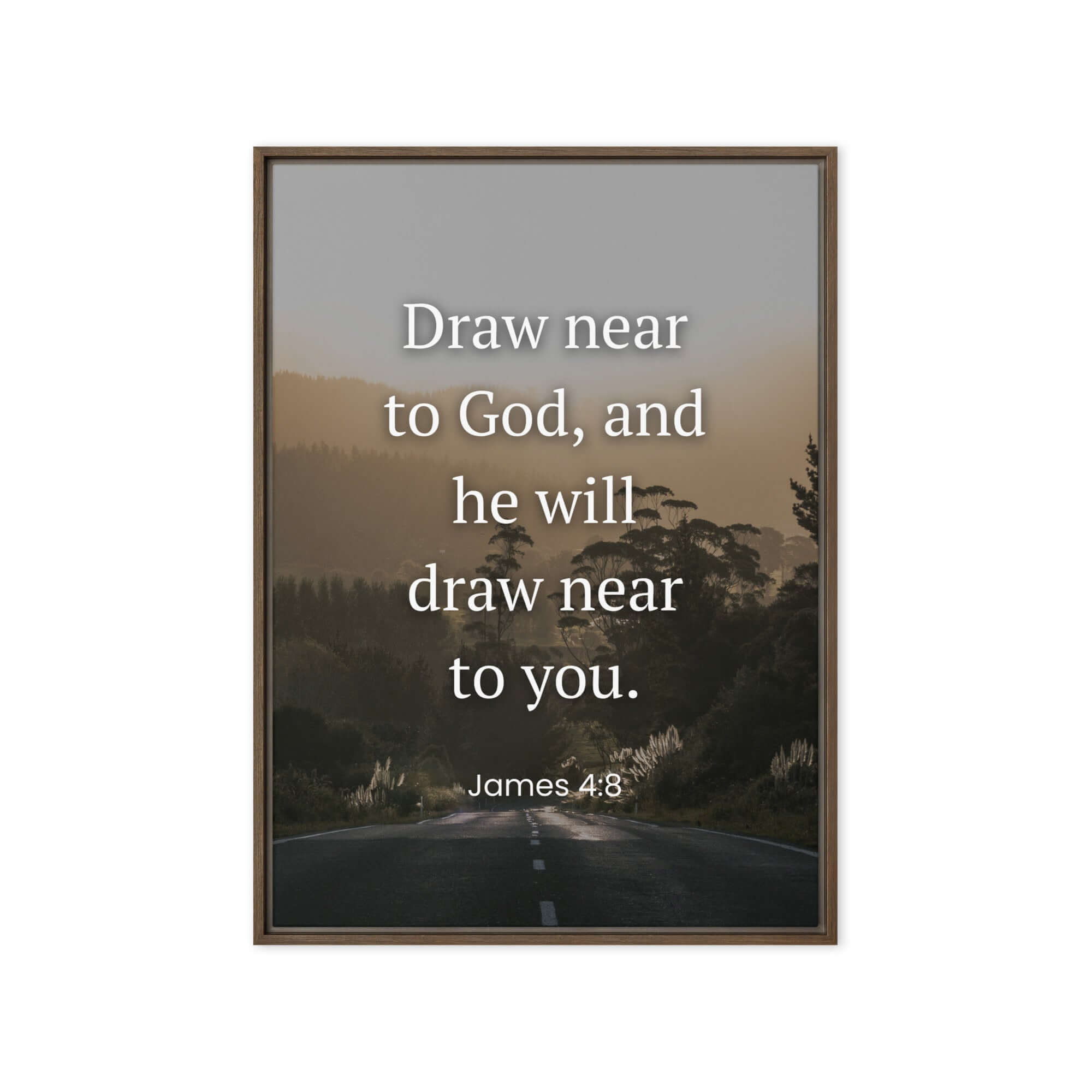 James 4:8 Bible Verse, Cleanse your Framed Canvas Print Wall Art Brown 20″×28″