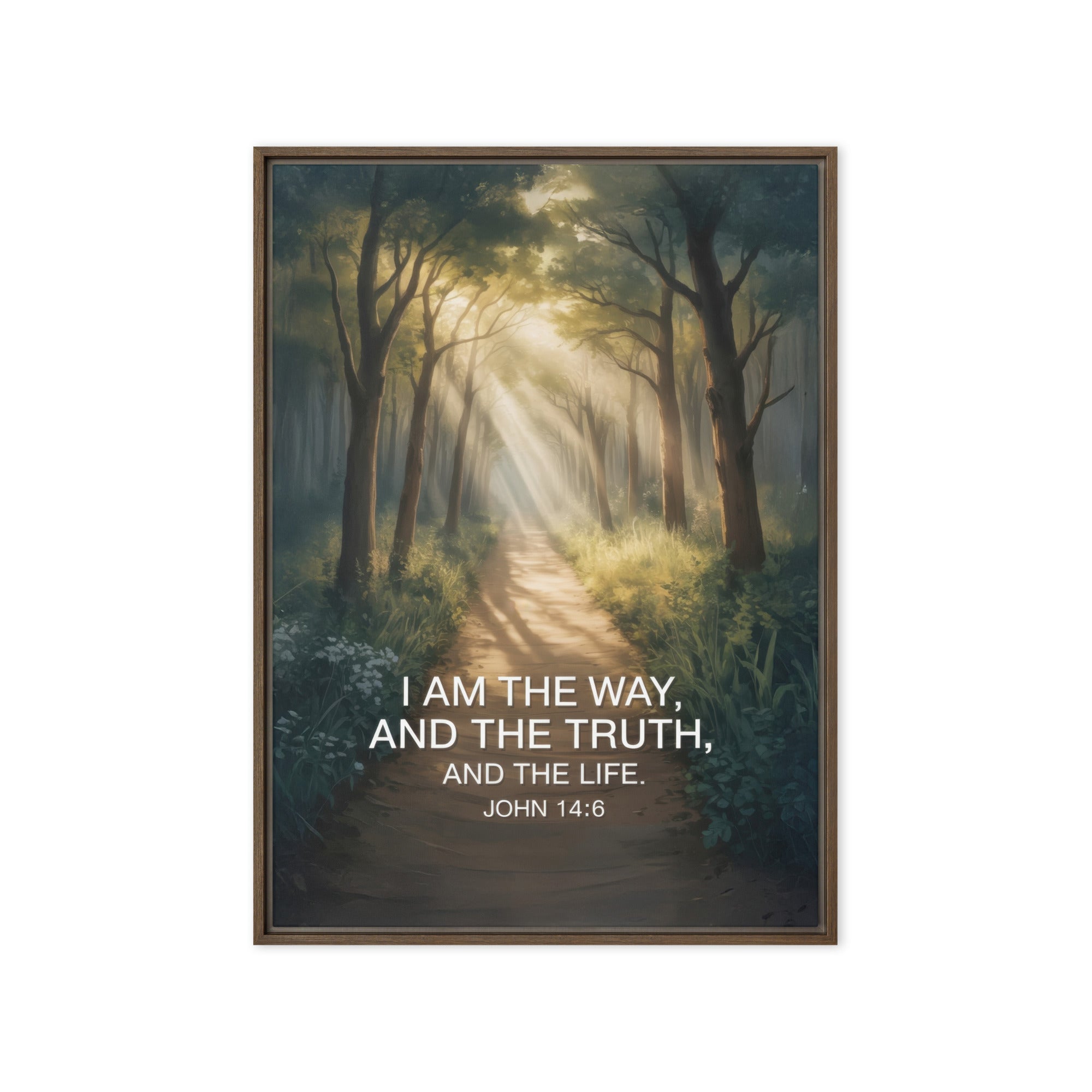 John 14:6 Bible Verse I Am Framed Canvas Brown 20″×28″