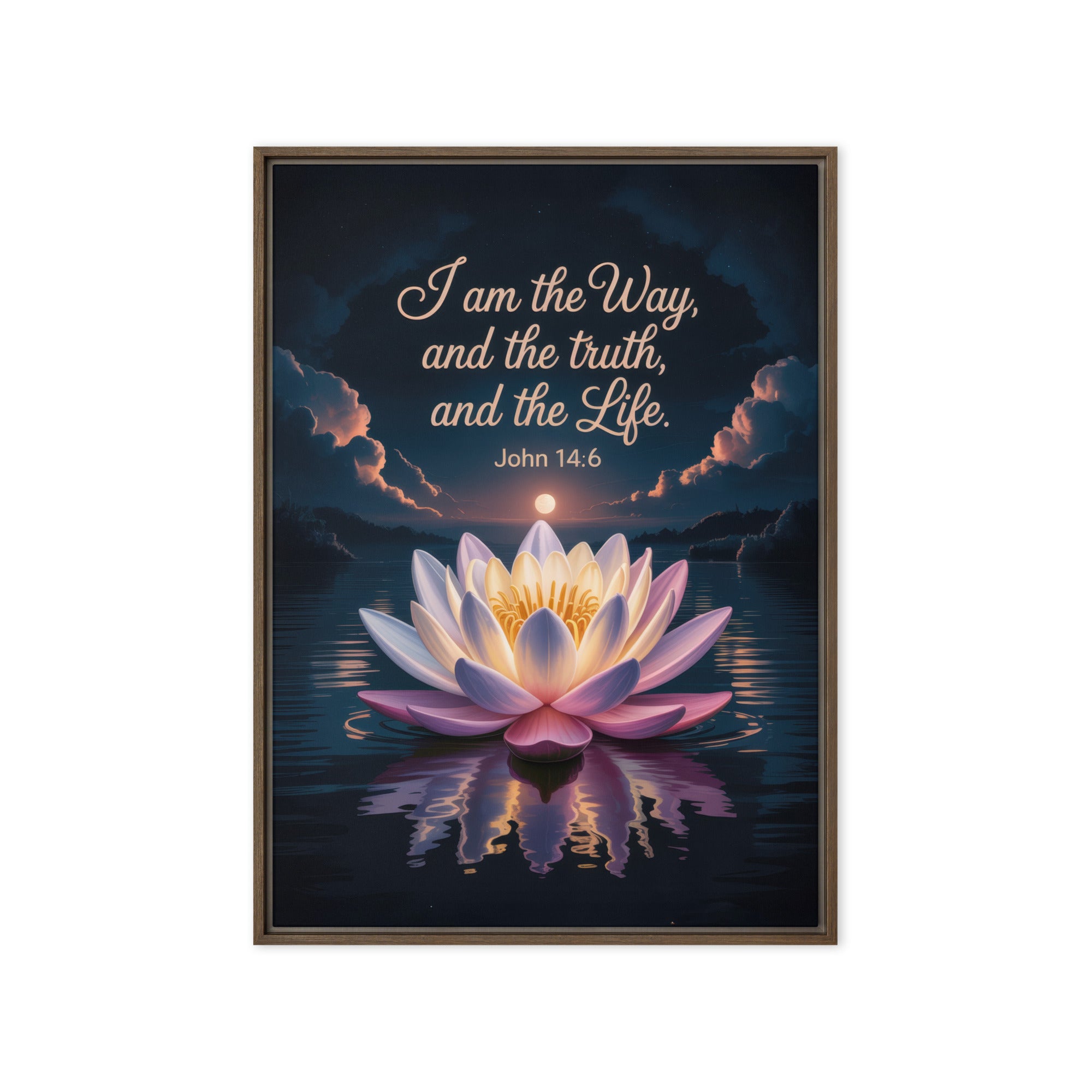 John 14:6 Bible Verse The Way Framed Canvas Brown 20″×28″