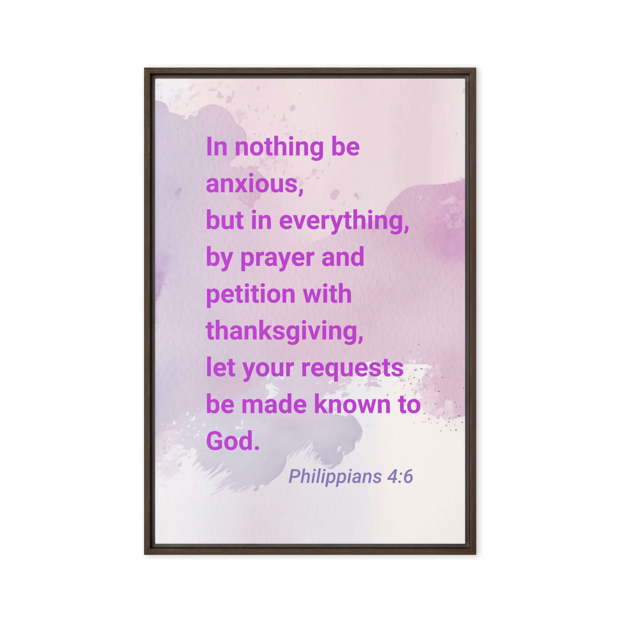 Philippians 4:6 Bible Verse, Prayer and Petition Framed Canvas Print Wall Art Brown 20″×30″