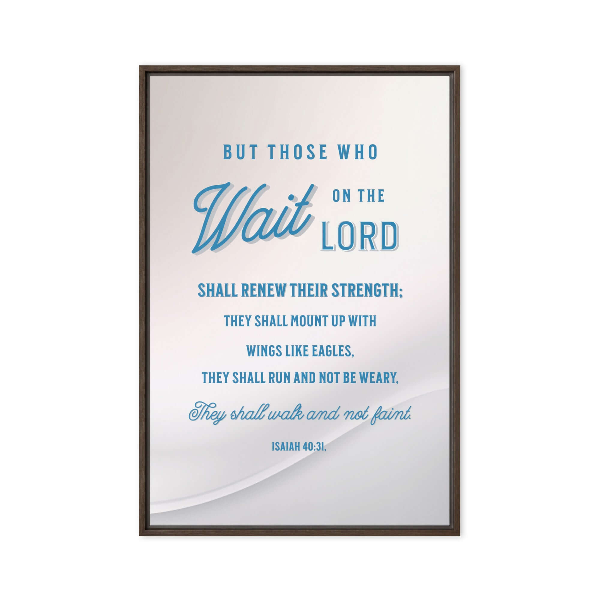 Isaiah 40:31 Bible Verse, Wings like Eagles Framed Canvas Print Wall Art Brown 20″×30″