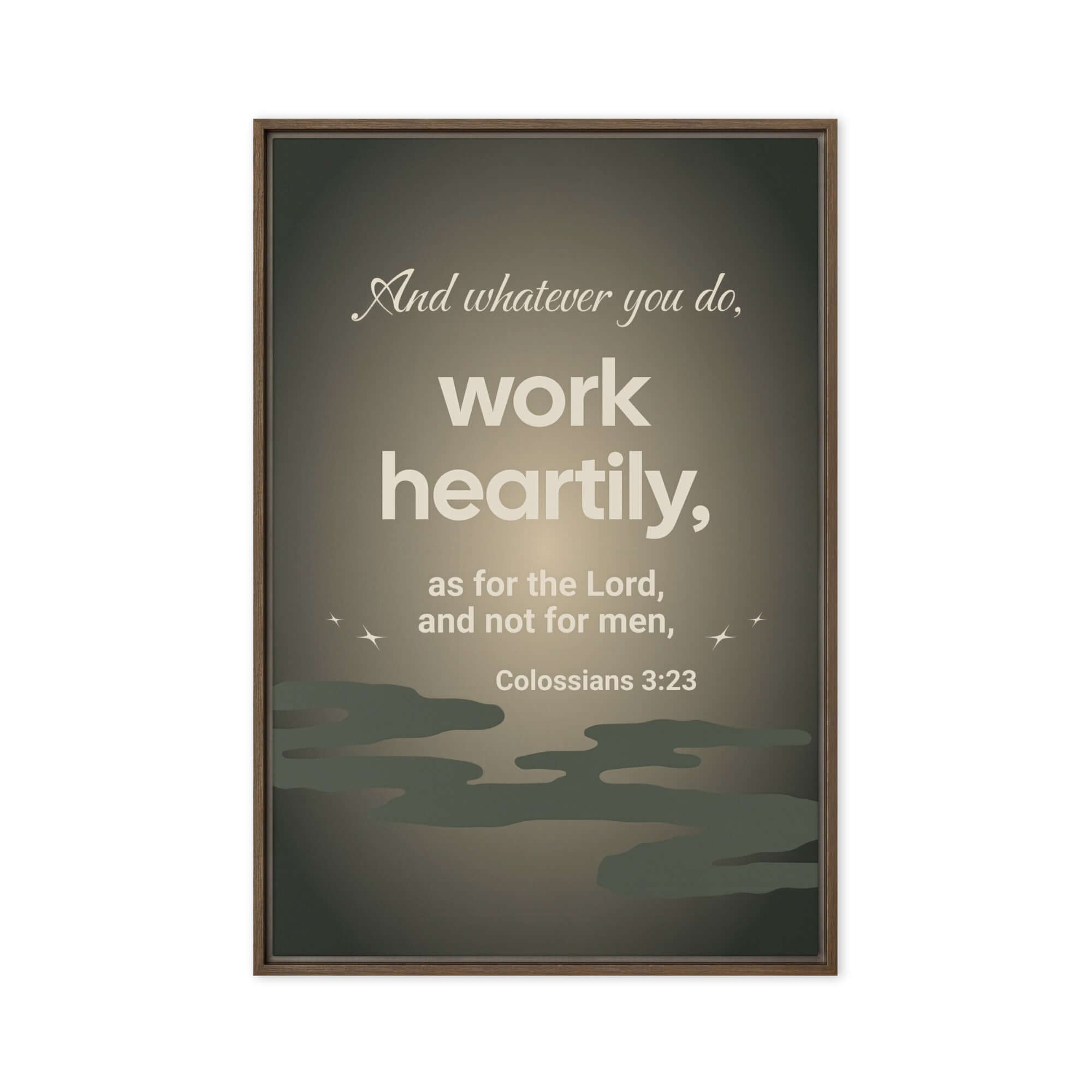 Colossians 3:23 Bible Verse, as for the Lord Framed Canvas Print Wall Art Brown 20″×30″