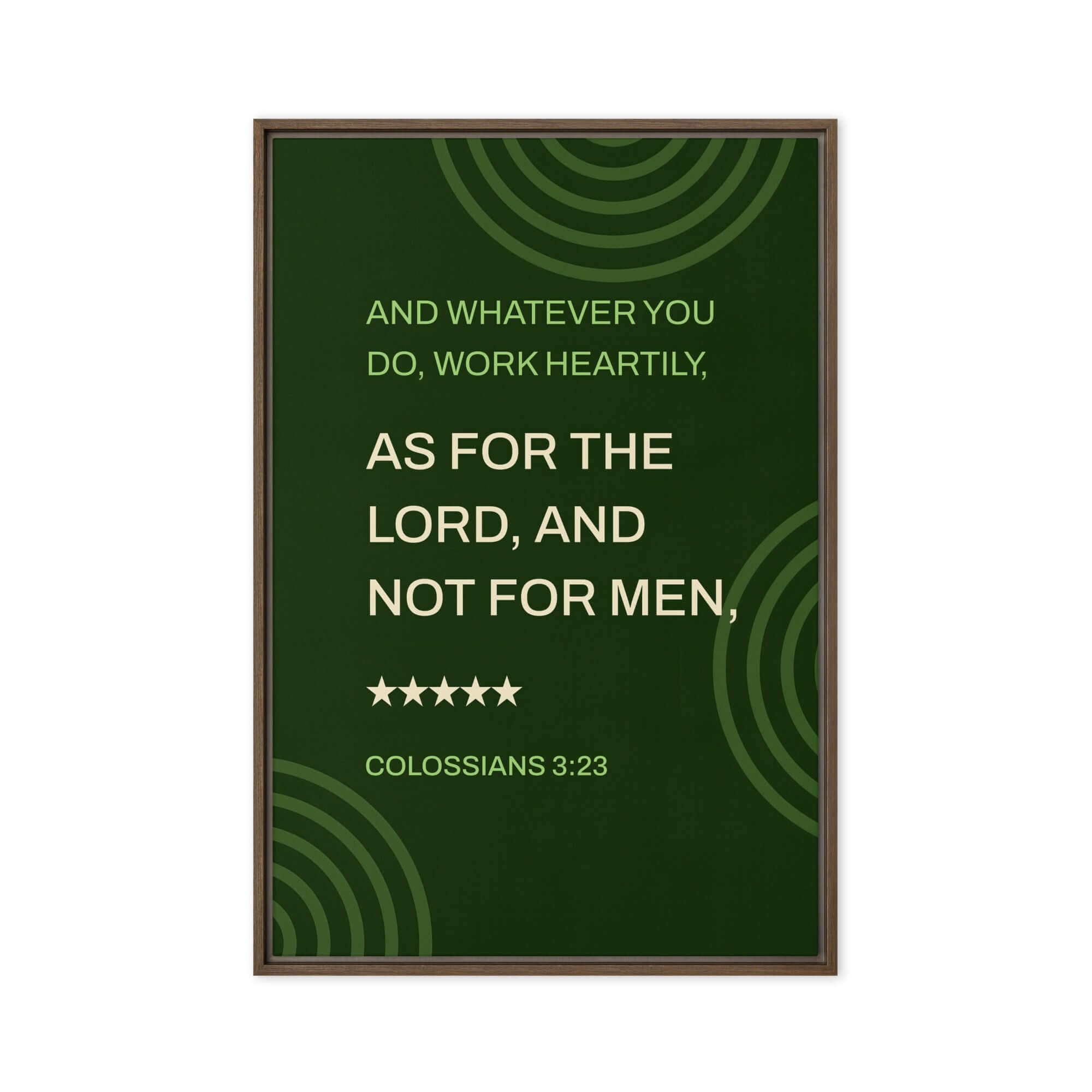 Colossians 3:23 Bible Verse, not for men Framed Canvas Print Wall Art Brown 20″×30″