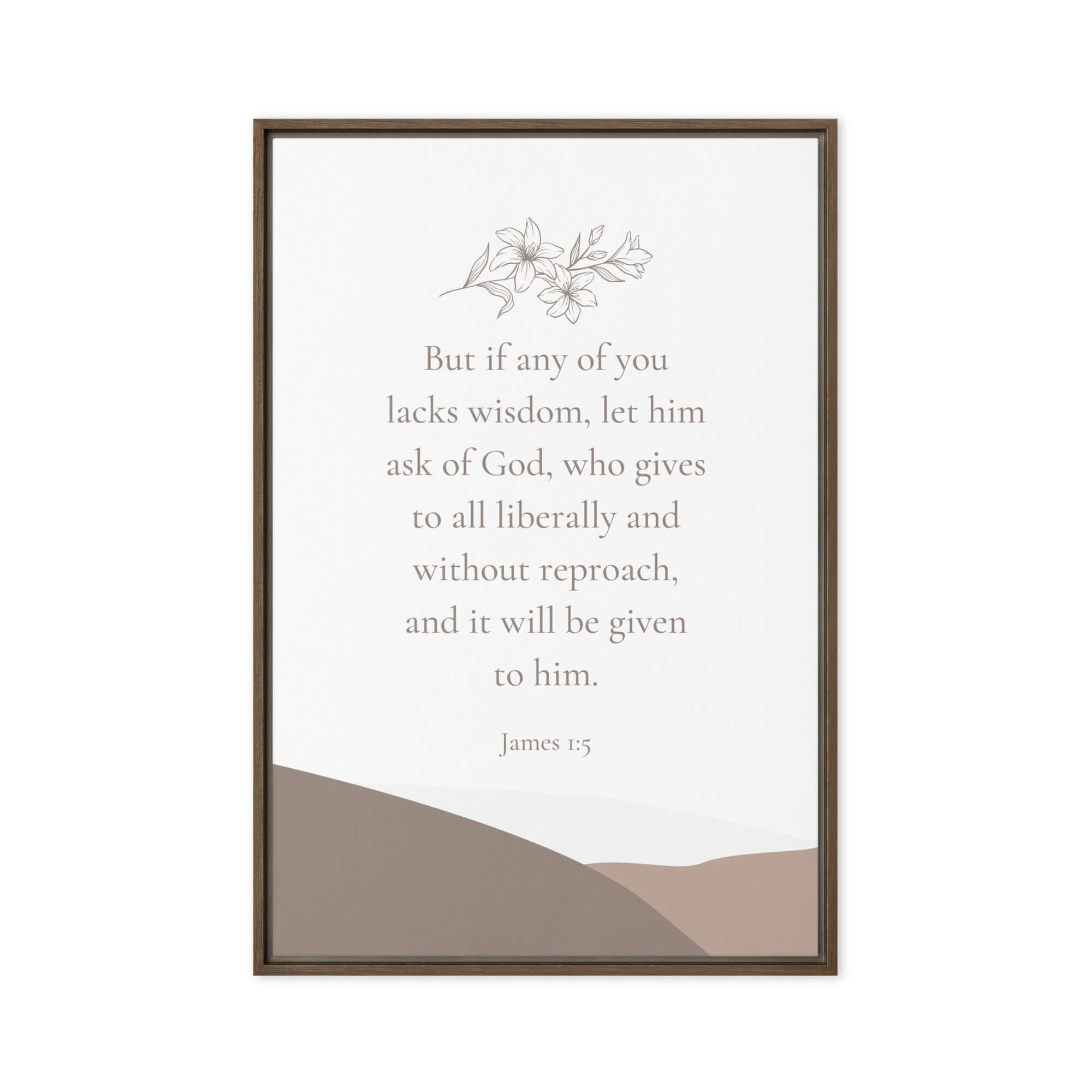 James 1:5 Bible Verse, ask of God Framed Canvas Print Wall Art Brown 20″×30″