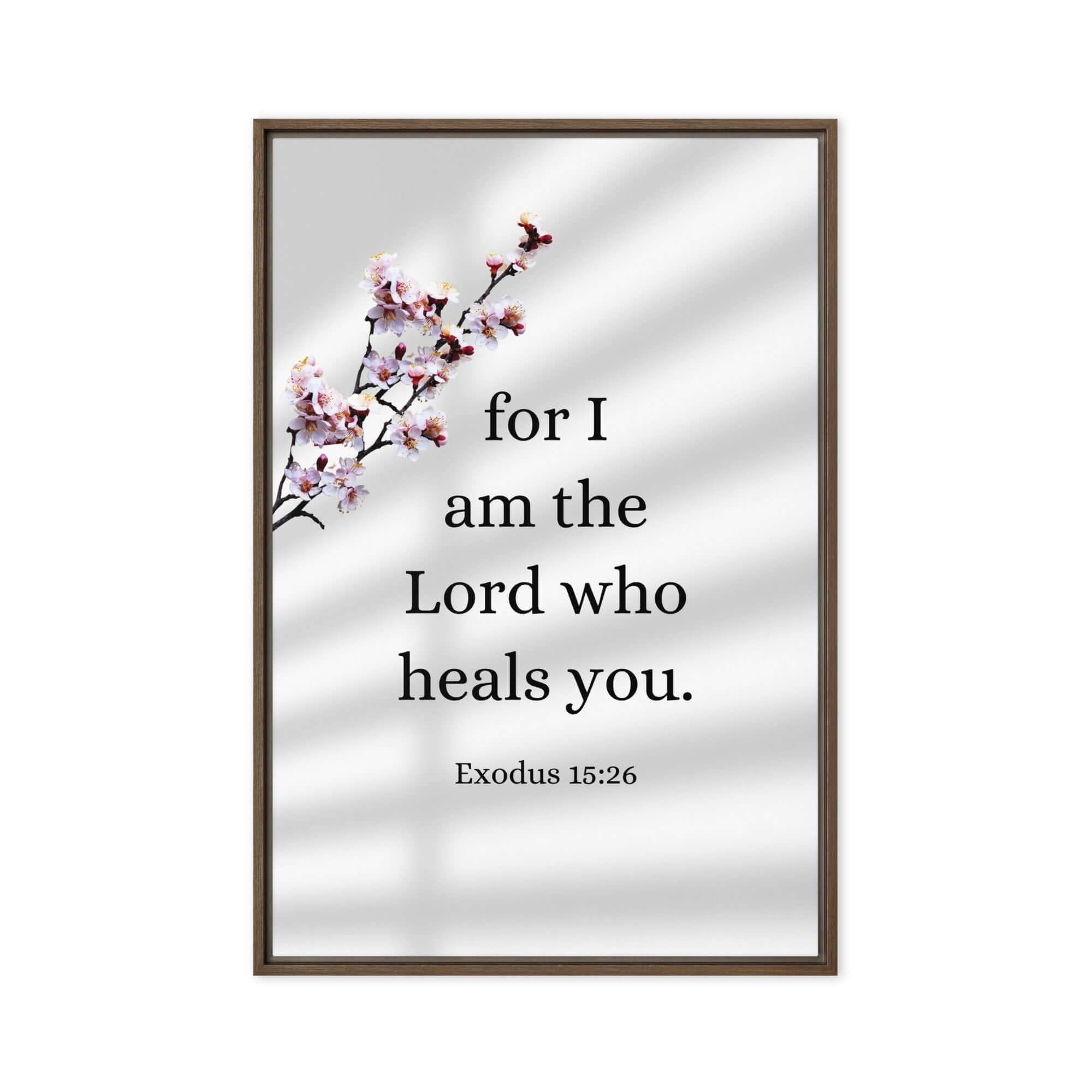 Exodus 15:26 Bible Verse, diligently listen Framed Canvas Print Wall Art Brown 20″×30″