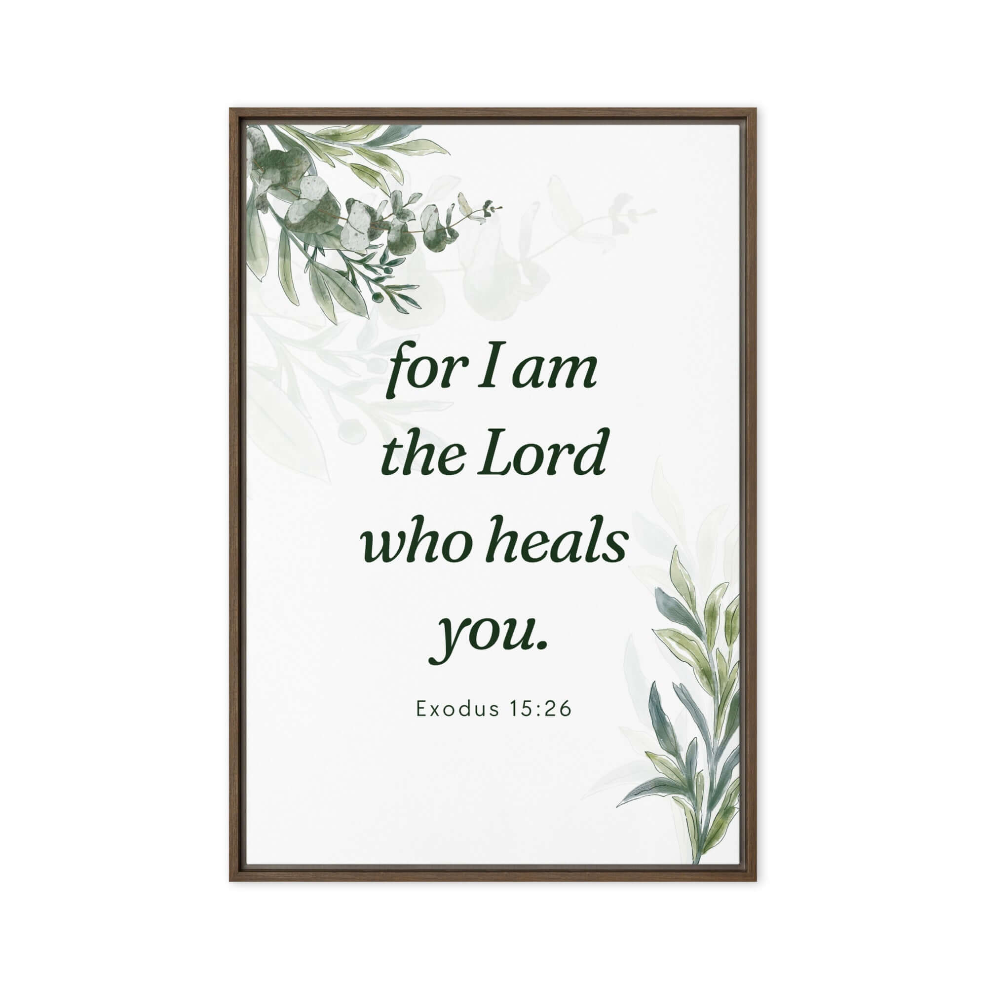 Exodus 15:26 Bible Verse, Gods voice Framed Canvas Print Wall Art Brown 20″×30″