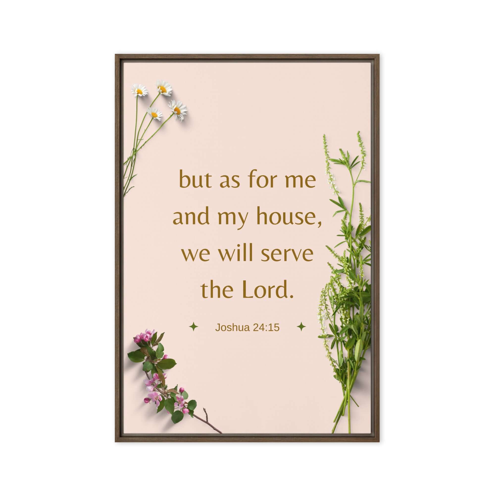 Joshua 24:15 Bible Verse, your fathers Framed Canvas Print Wall Art Brown 20″×30″