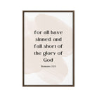Romans 3:23 Bible Verse, fall short Framed Canvas Print Wall Art Brown 20″×30″