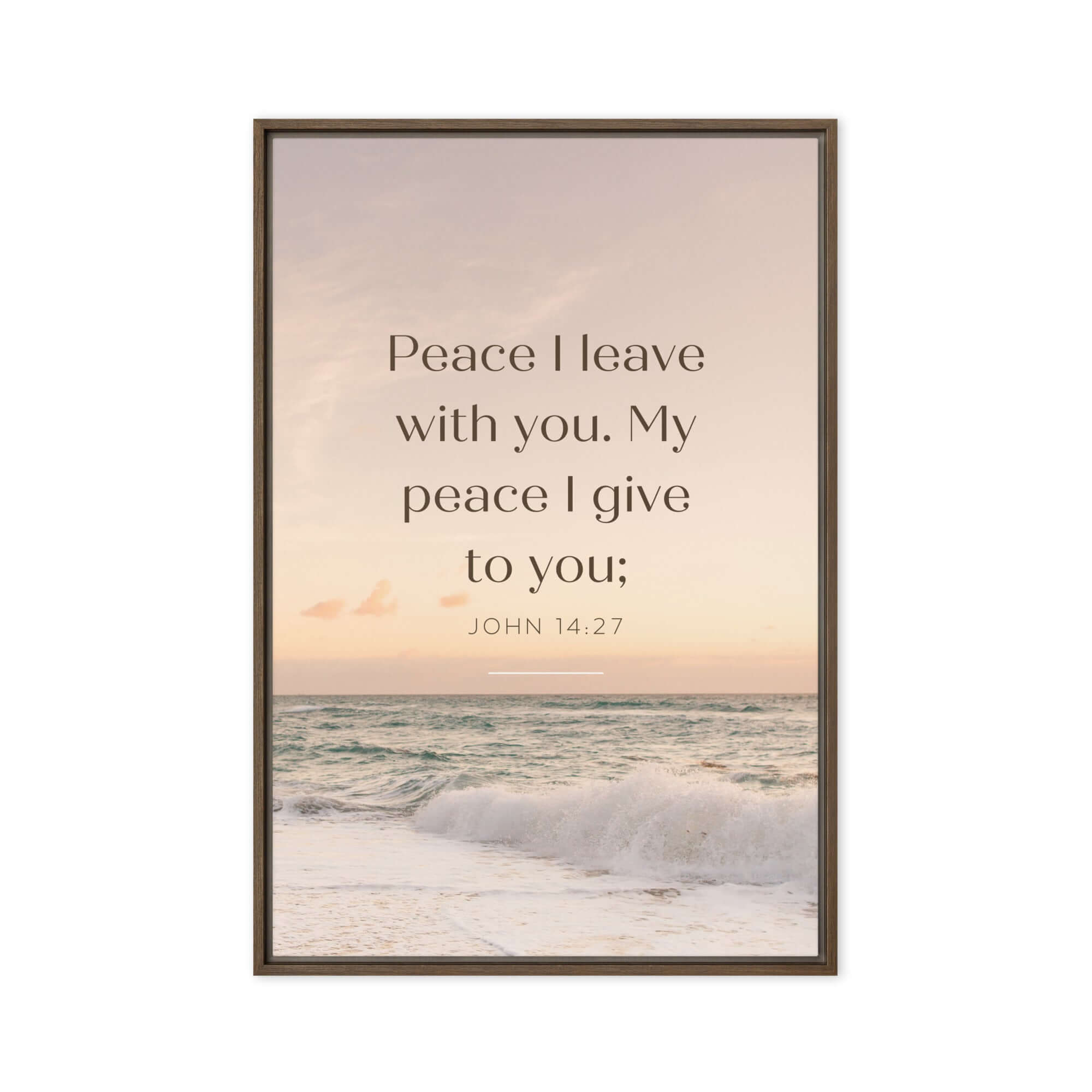 John 14:27 Bible Verse, not as the Framed Canvas Print Wall Art Brown 20″×30″