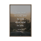 James 4:8 Bible Verse, Cleanse your Framed Canvas Print Wall Art Brown 20″×30″