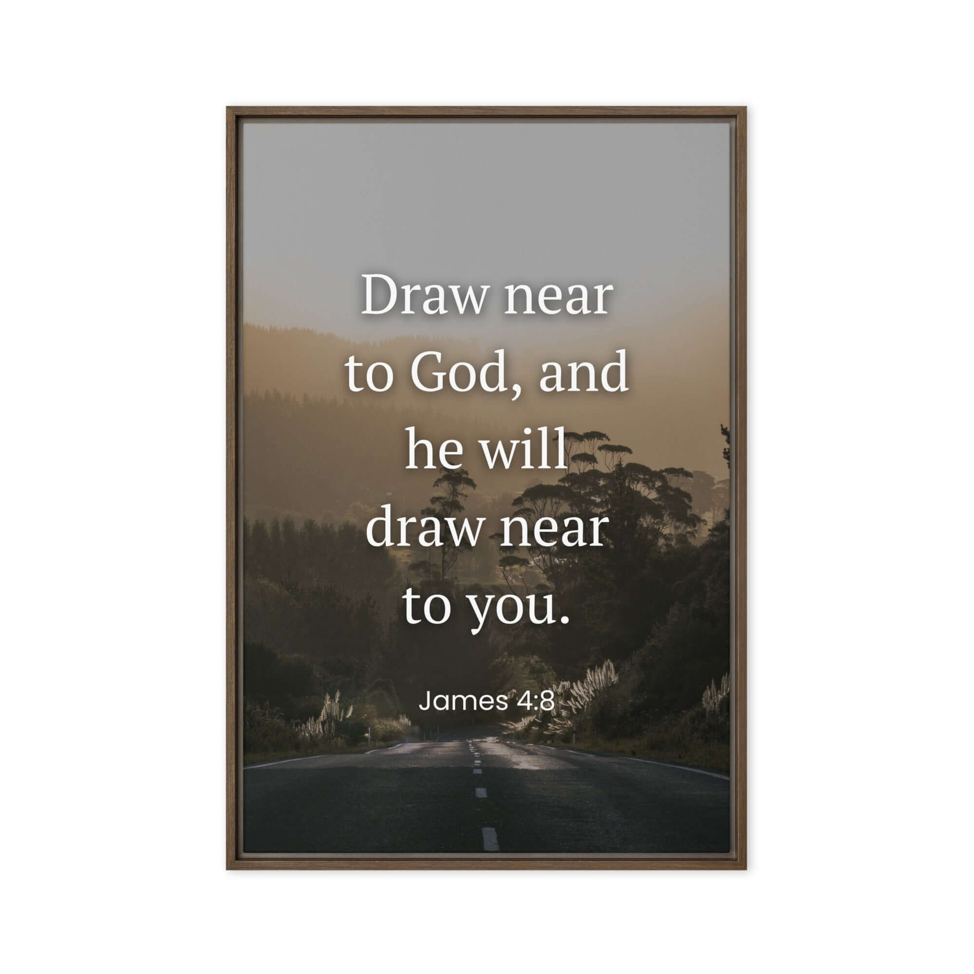 James 4:8 Bible Verse, Cleanse your Framed Canvas Print Wall Art Brown 20″×30″