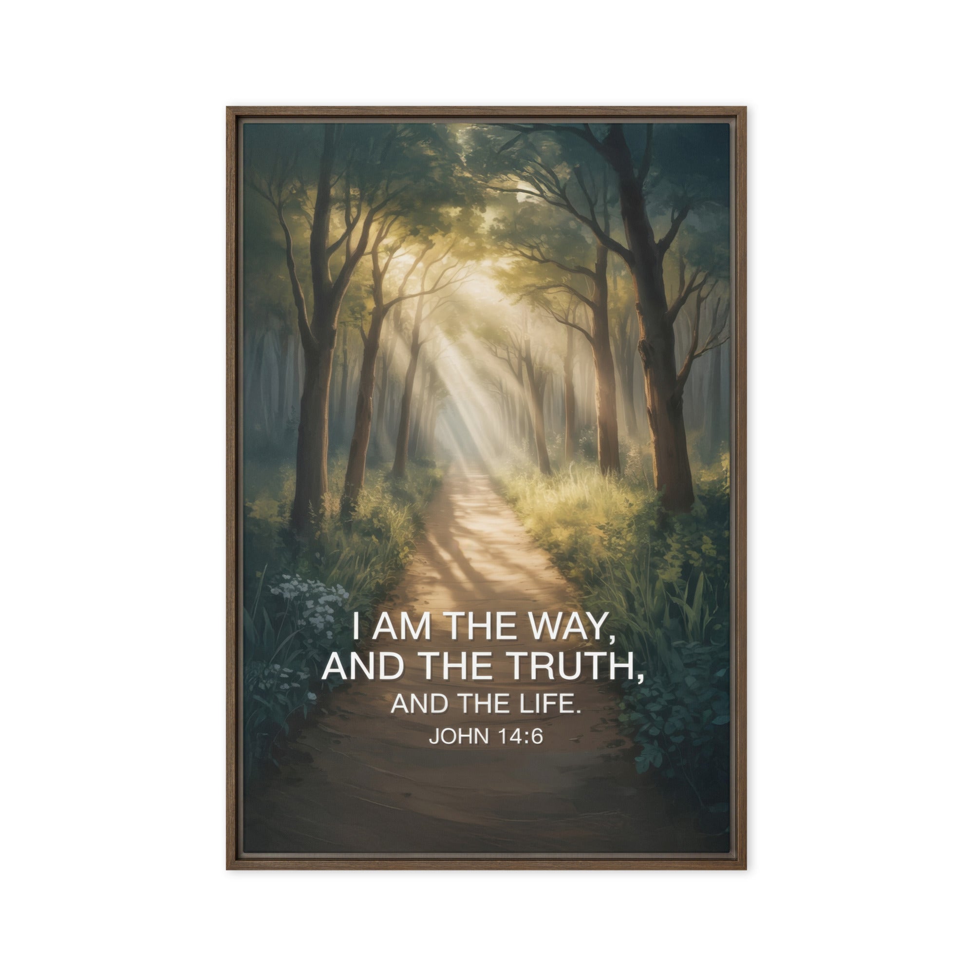 John 14:6 Bible Verse I Am Framed Canvas Brown 20″×30″