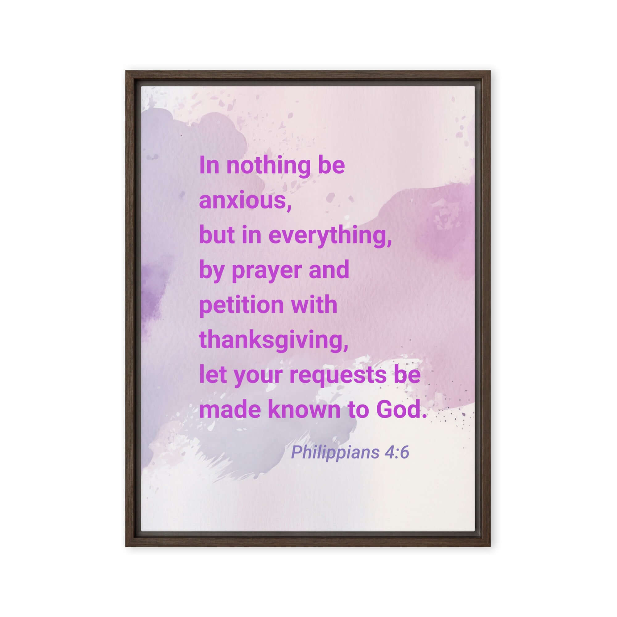 Philippians 4:6 Bible Verse, Prayer and Petition Framed Canvas Print Wall Art Brown 24″×32″