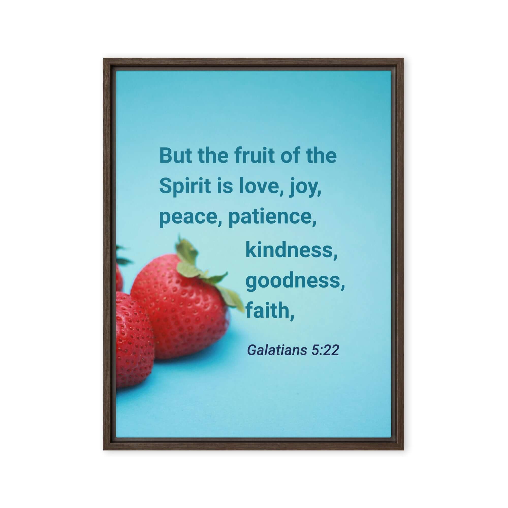 Galatians 5:22 Bible Verse, fruit of the Spirit Framed Canvas Print Wall Art Brown 24″×32″