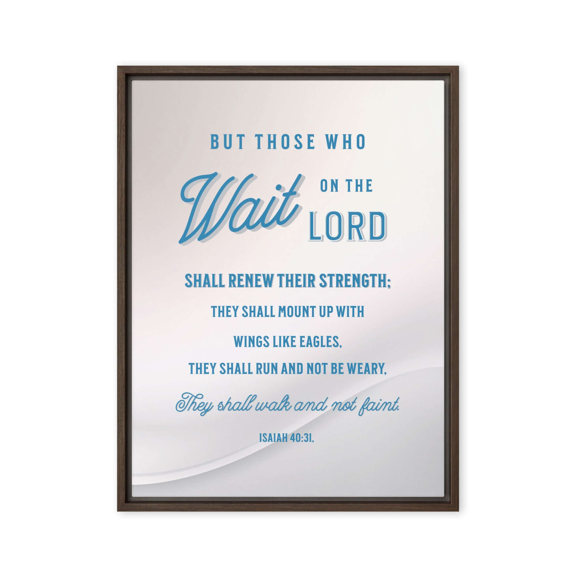 Isaiah 40:31 Bible Verse, Wings like Eagles Framed Canvas Print Wall Art Brown 24″×32″