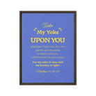 Matthew 11:29-30 Bible Verse, Take my yoke Framed Canvas Print Wall Art Brown 24″×32″