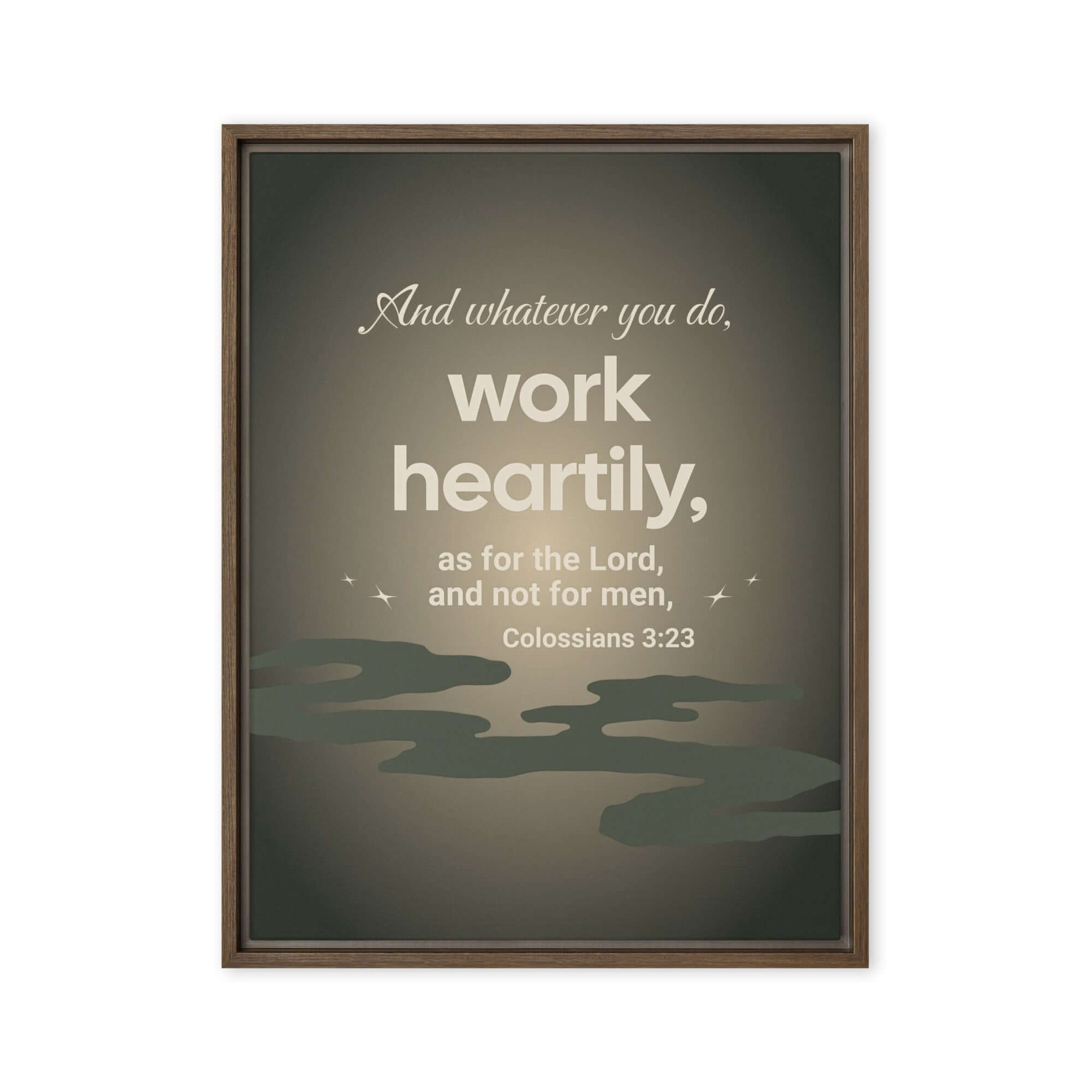 Colossians 3:23 Bible Verse, as for the Lord Framed Canvas Print Wall Art Brown 24″×32″