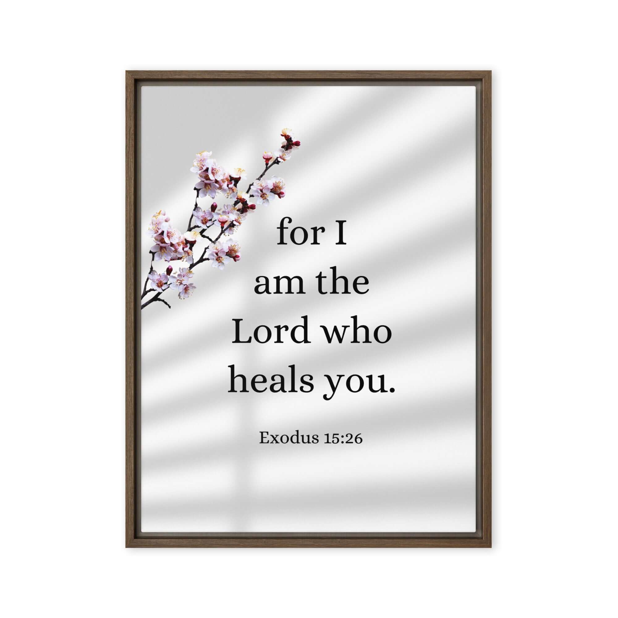 Exodus 15:26 Bible Verse, diligently listen Framed Canvas Print Wall Art Brown 24″×32″