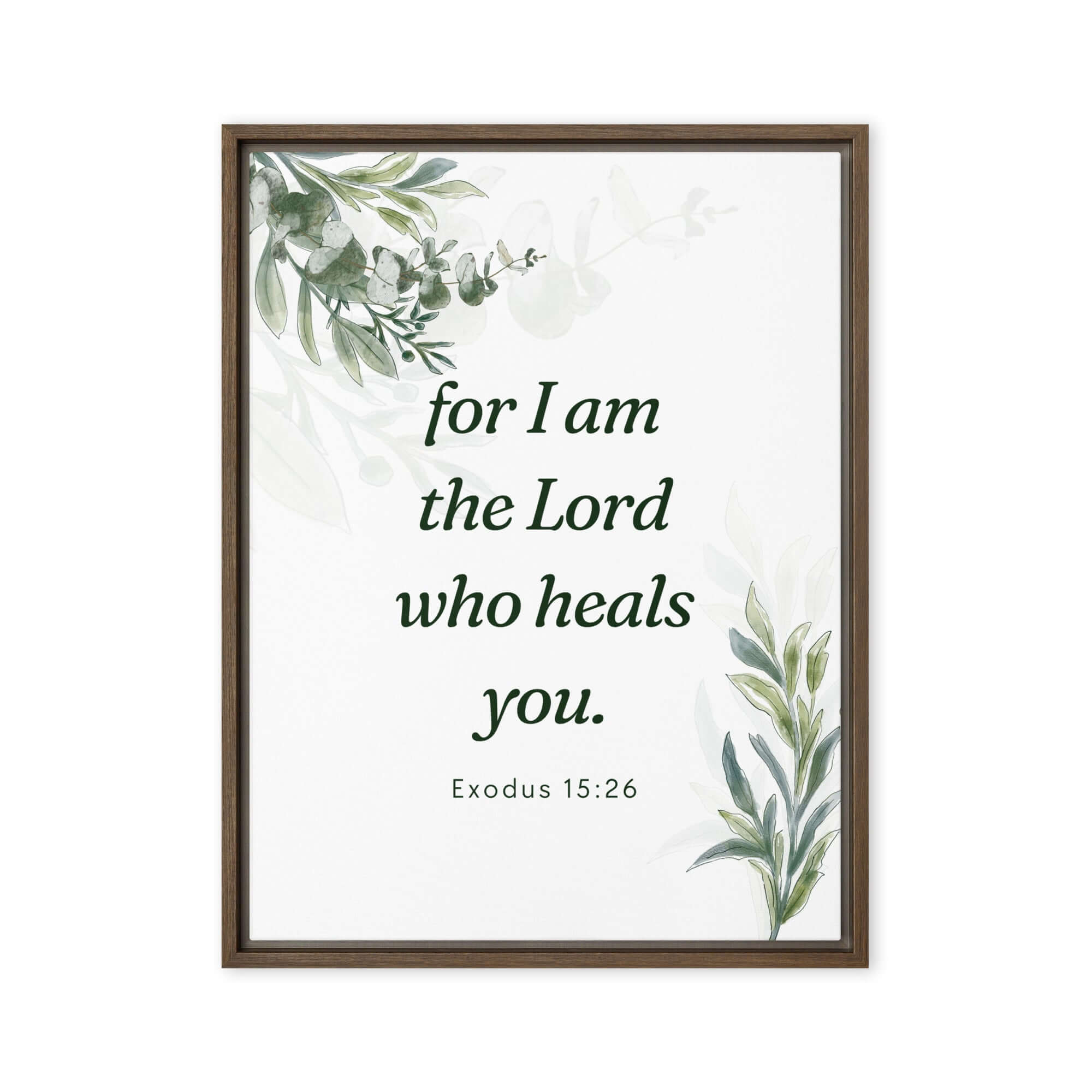 Exodus 15:26 Bible Verse, Gods voice Framed Canvas Print Wall Art Brown 24″×32″