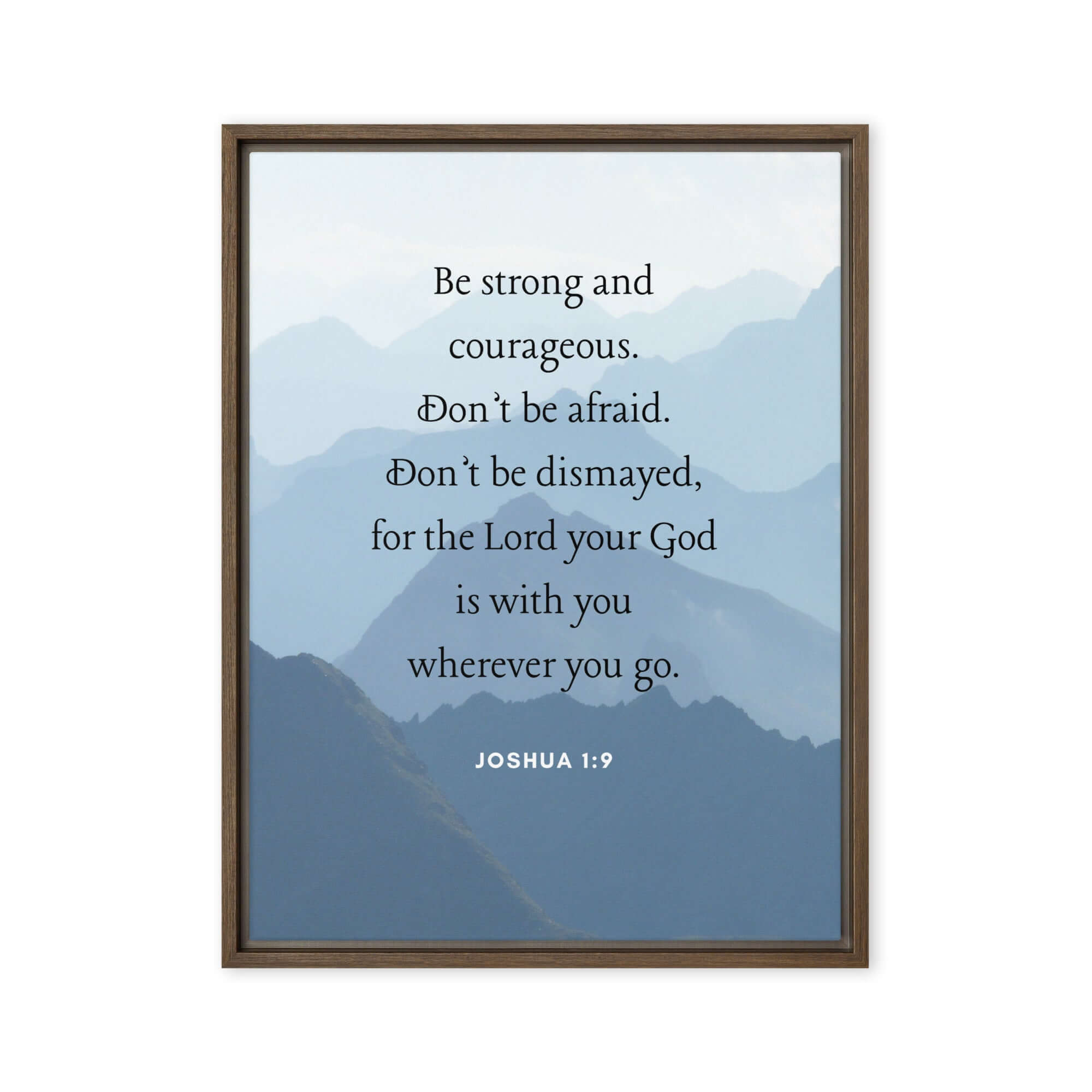 Joshua 1:9 Bible Verse, Courageous Framed Canvas Print Wall Art Brown 24″×32″
