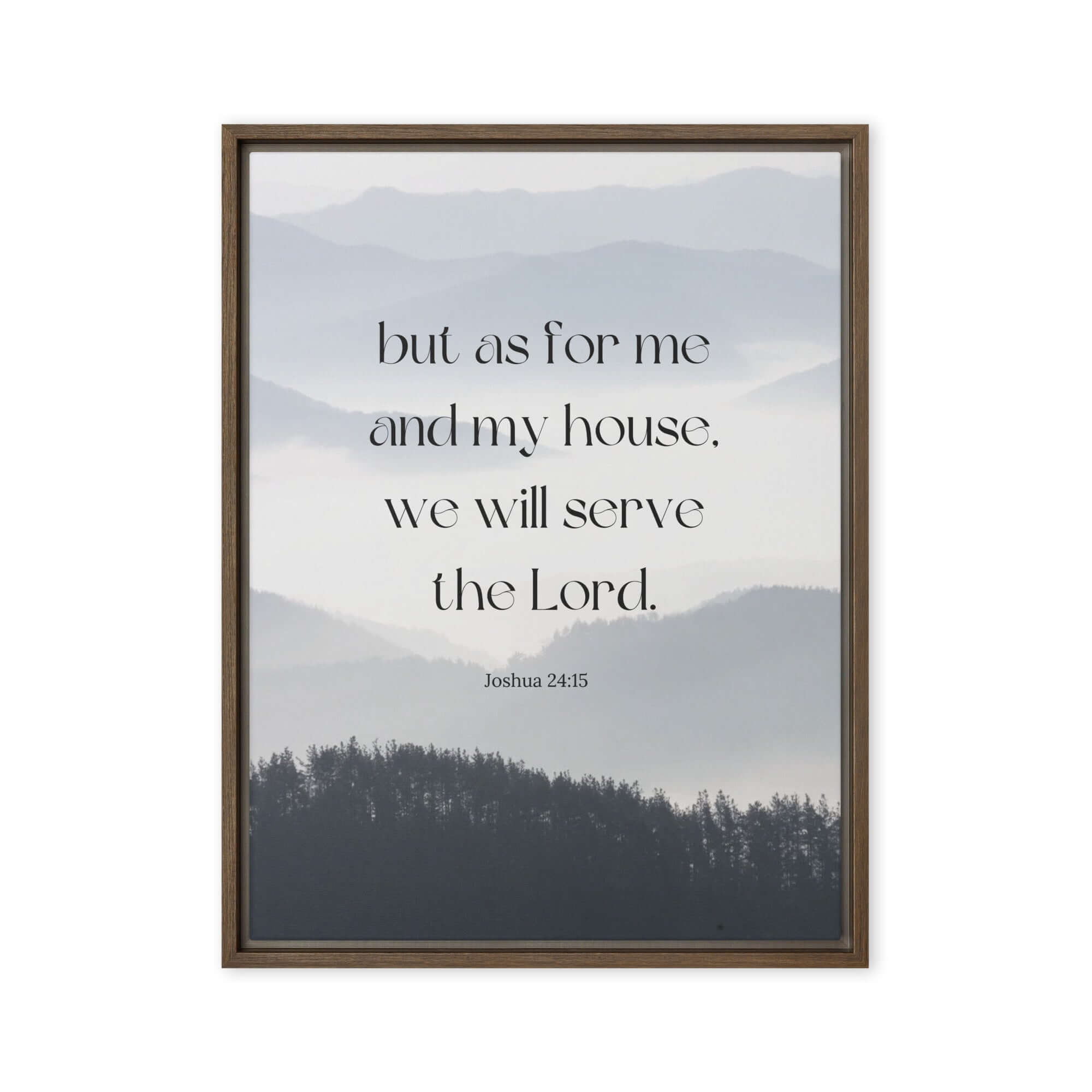 Joshua 24:15 Bible Verse, whom you Framed Canvas Print Wall Art Brown 24″×32″