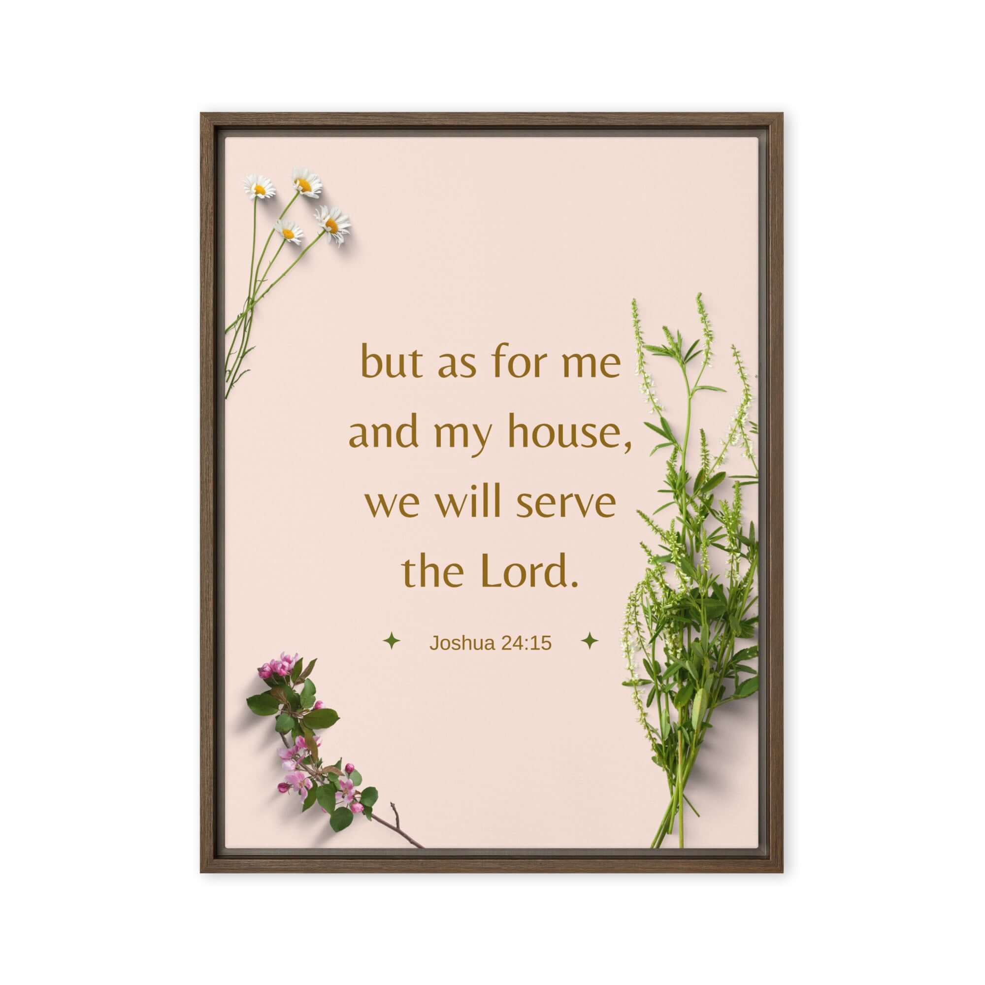 Joshua 24:15 Bible Verse, your fathers Framed Canvas Print Wall Art Brown 24″×32″